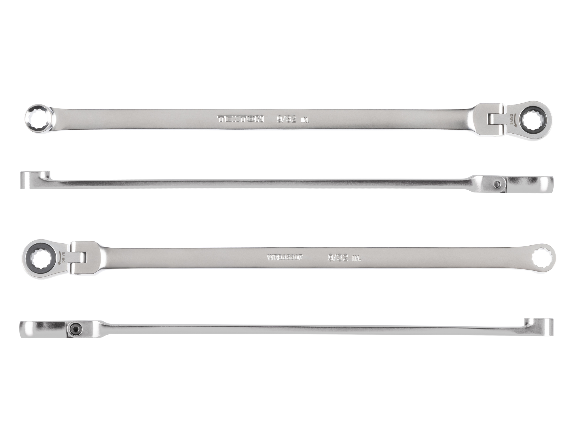 Side view of Tekton 9/32 inch ratcheting box end wrench set. Item #WRB35307