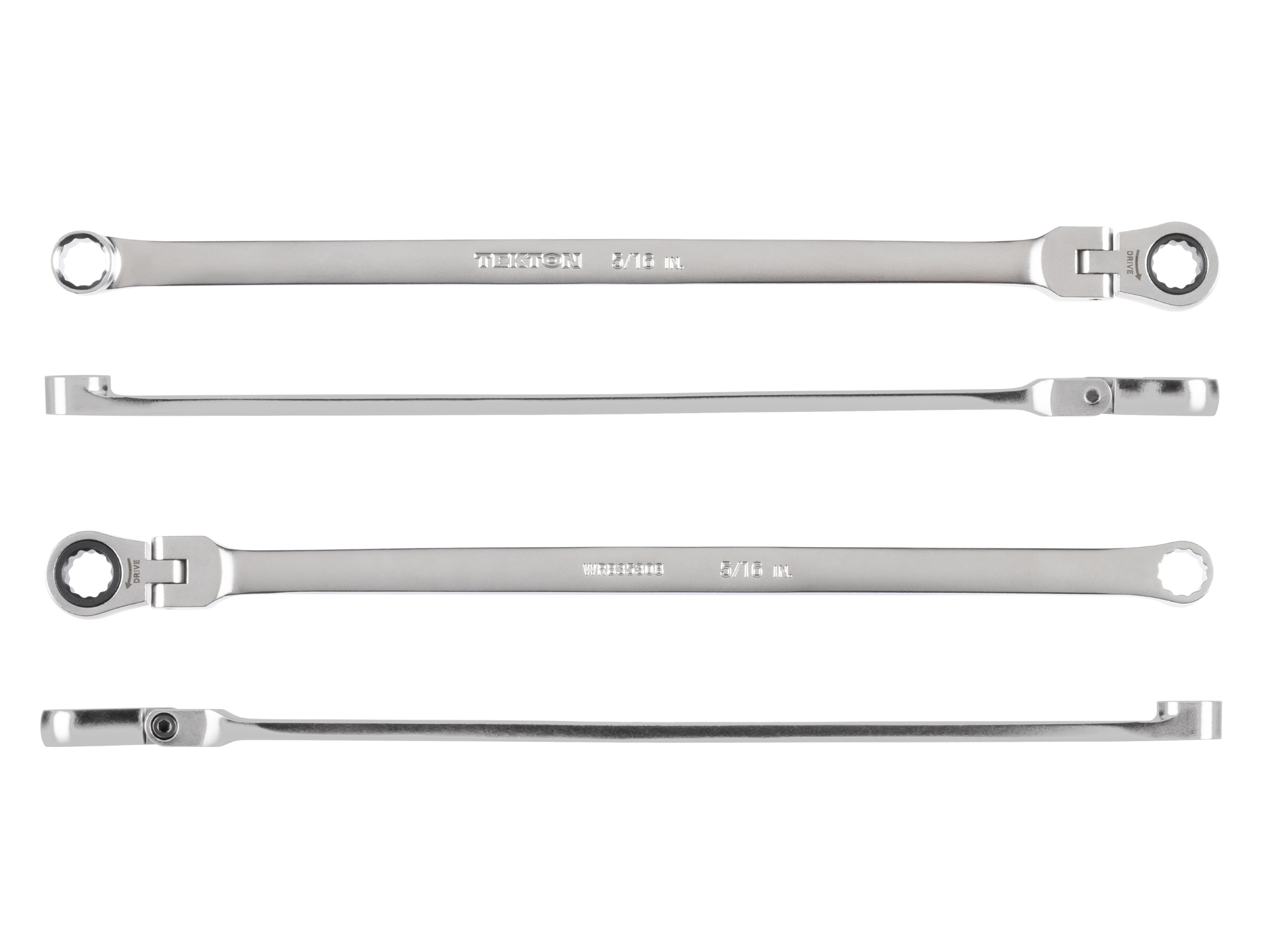 Side view of Tekton 5/16 inch ratcheting box end wrench set. Item #WRB35308