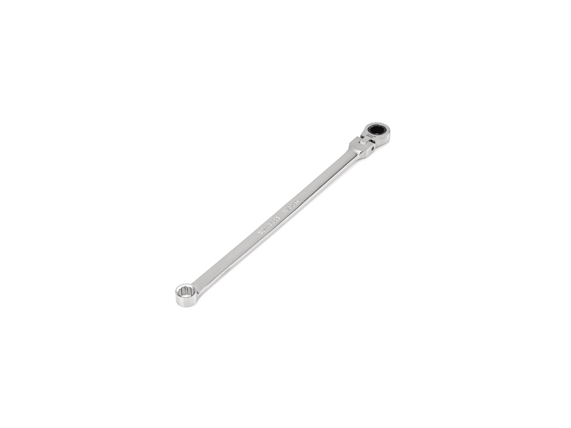Front-right angle view of Tekton ratcheting box end wrench. Item #WRB35309