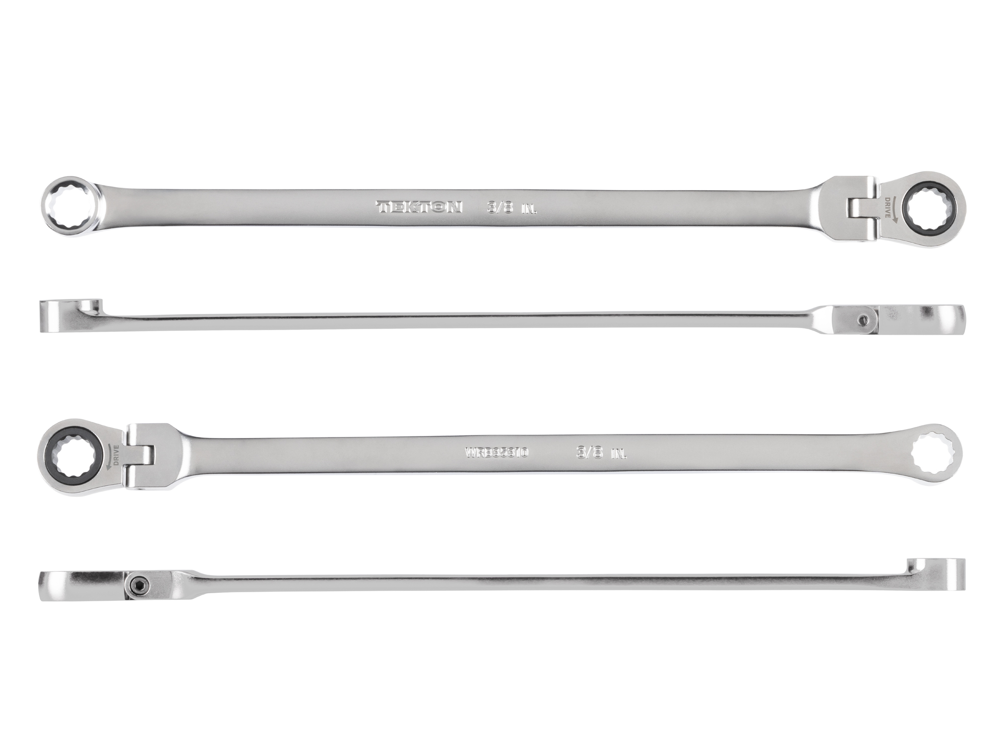 Side view of Tekton 3/8 inch ratcheting box end wrench set. Item #WRB35310
