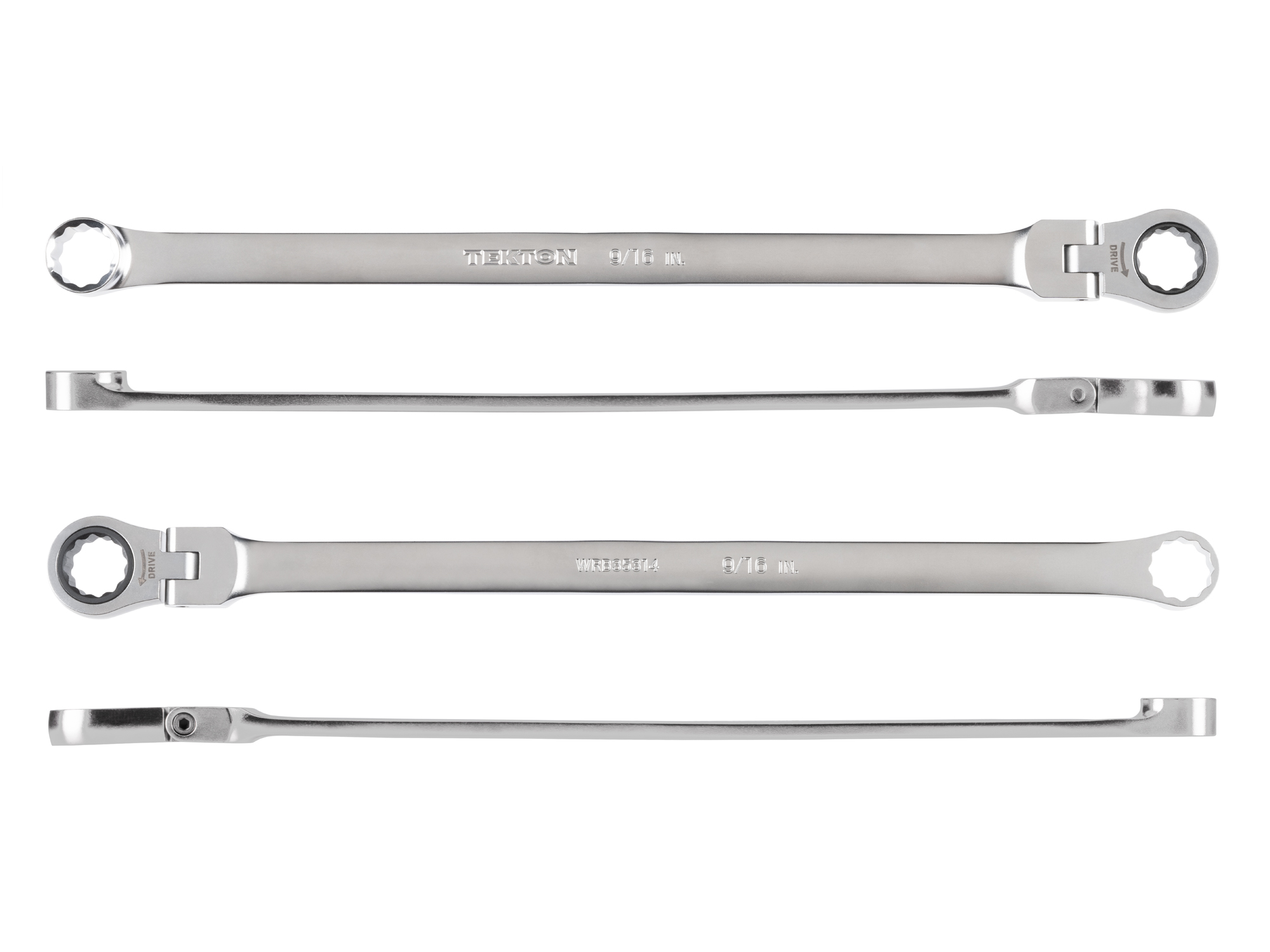 9/16 Inch Fixed/Flex Long 12-Point Ratcheting Box End Wrench | TEKTON