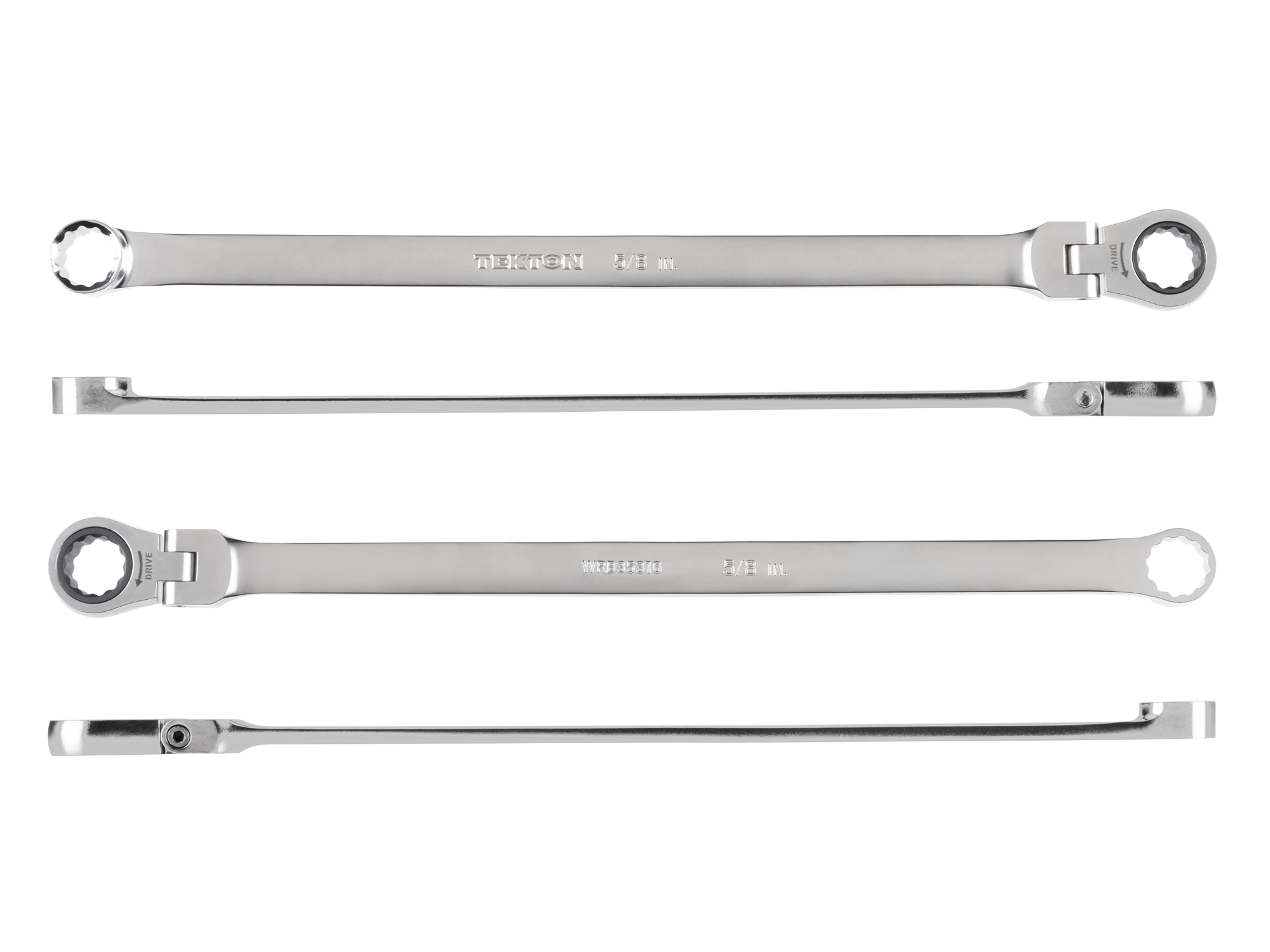 Side view of Tekton 5/8 inch ratcheting box end wrench set. Item #WRB35316