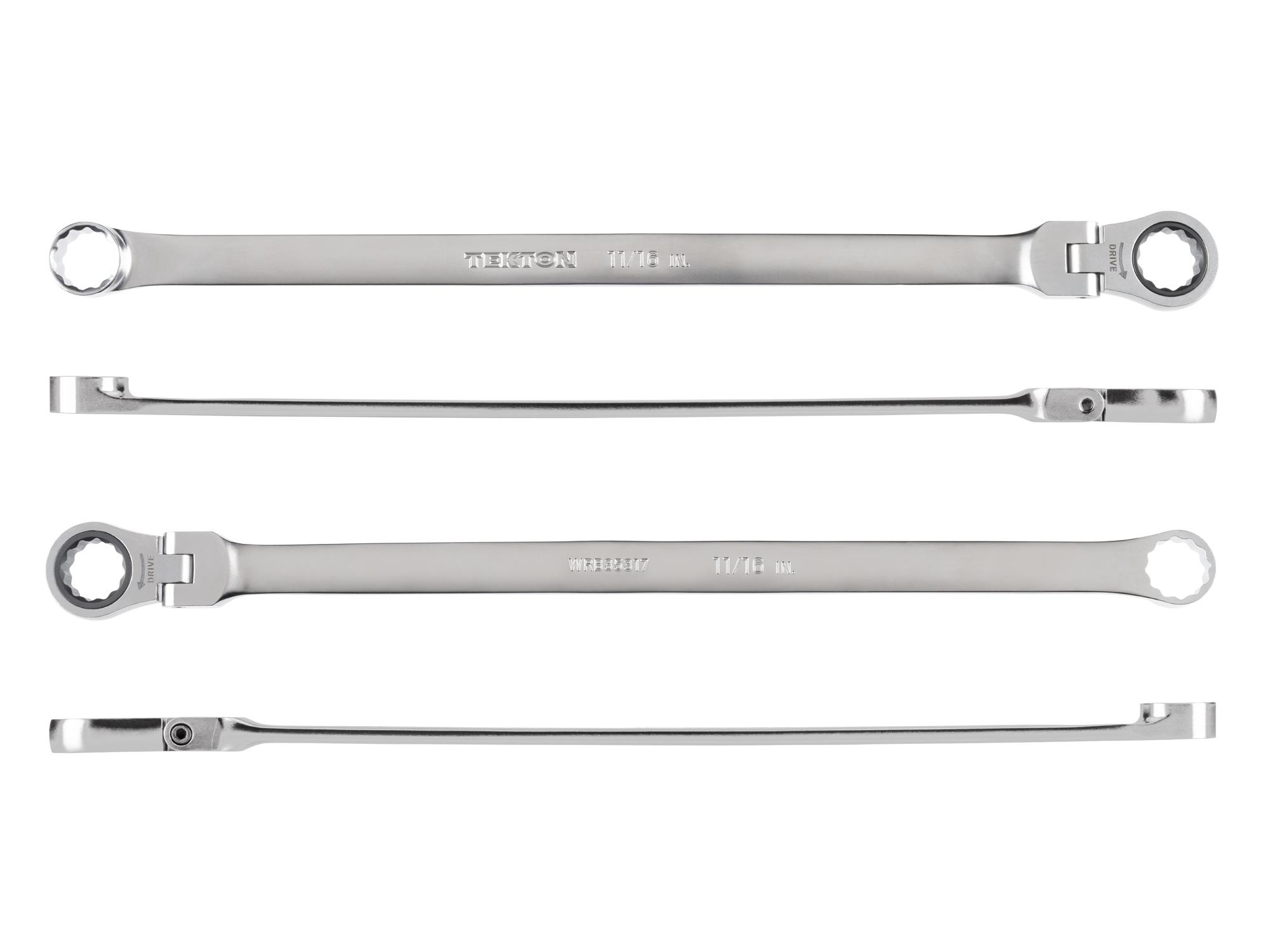Side view of Tekton ratcheting box end wrench. Item #WRB35317