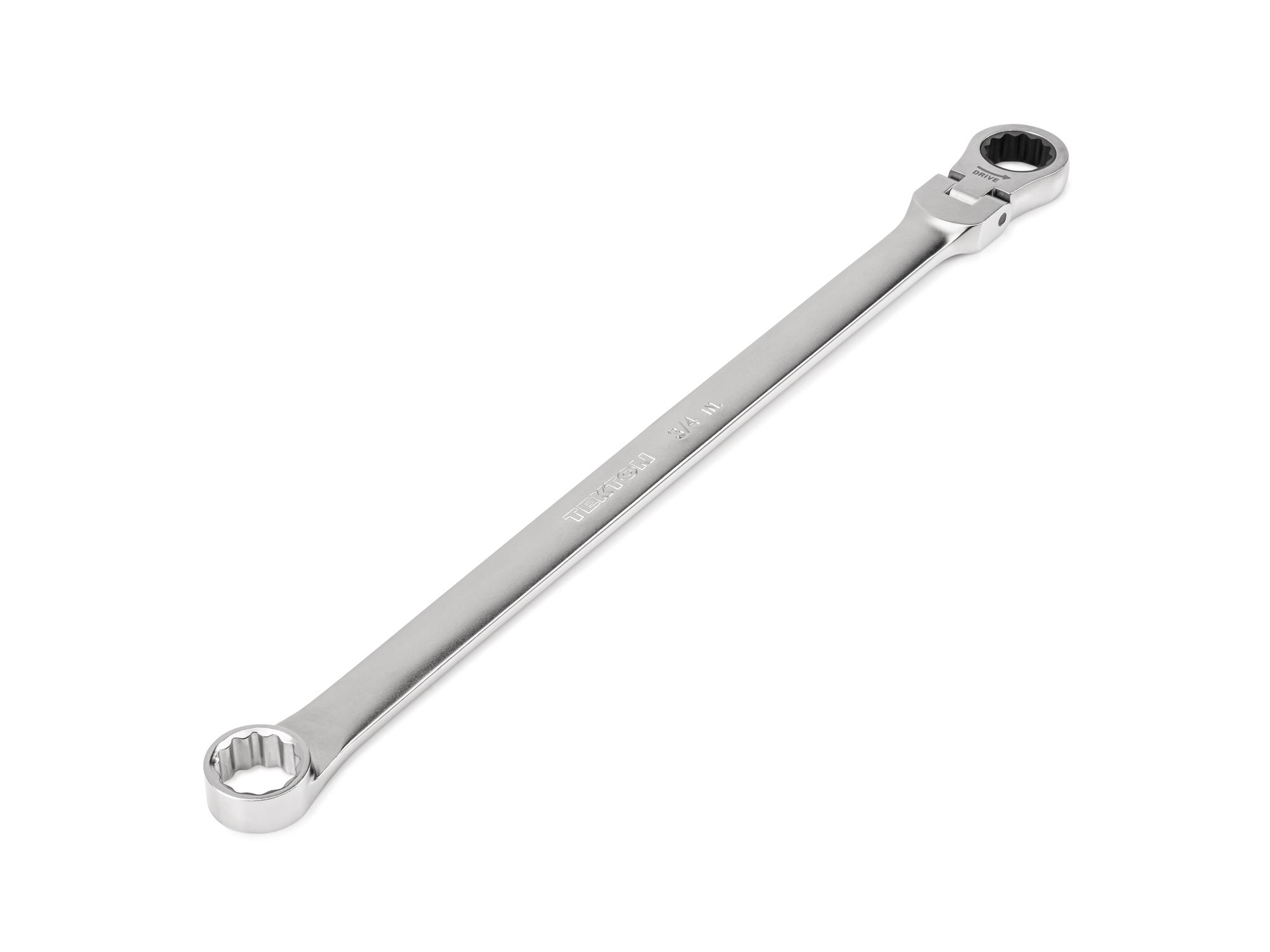 3/4 Inch Long Fixed/Flex Head 12-Point Ratcheting Box End Wrench