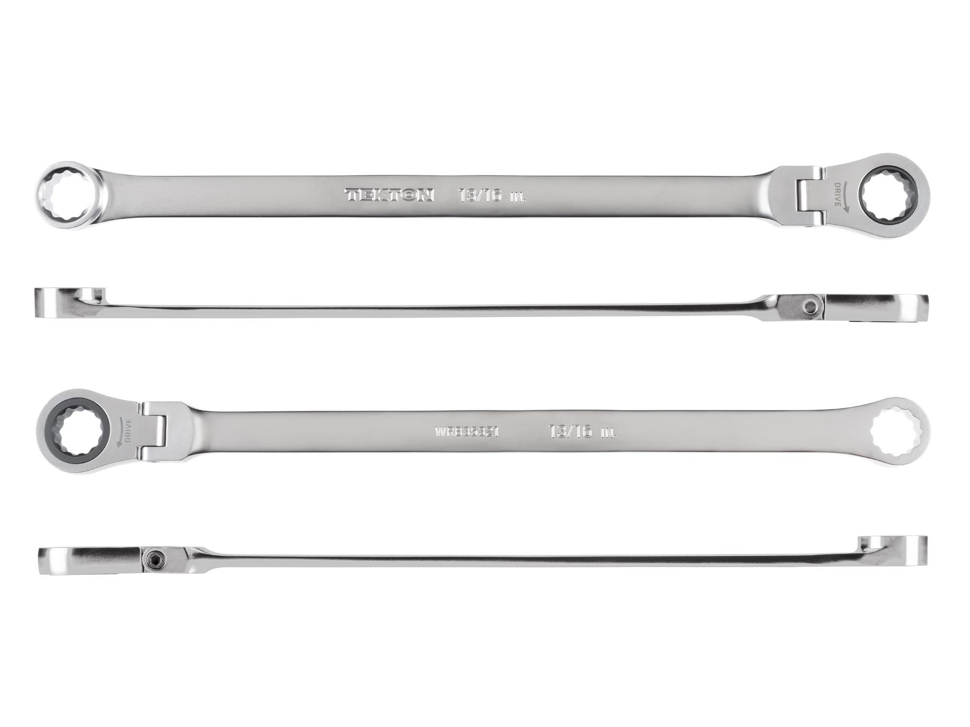 Side view of Tekton ratcheting box end wrench. Item #WRB35321
