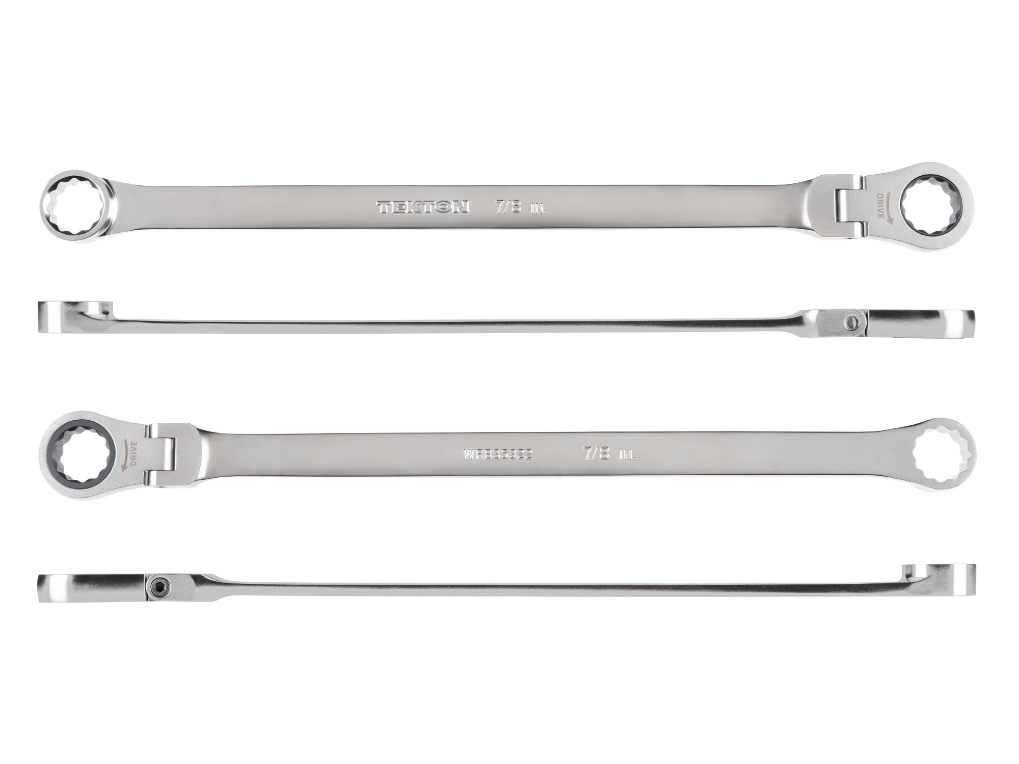 Side view of Tekton ratcheting box end wrench. Item #WRB35322