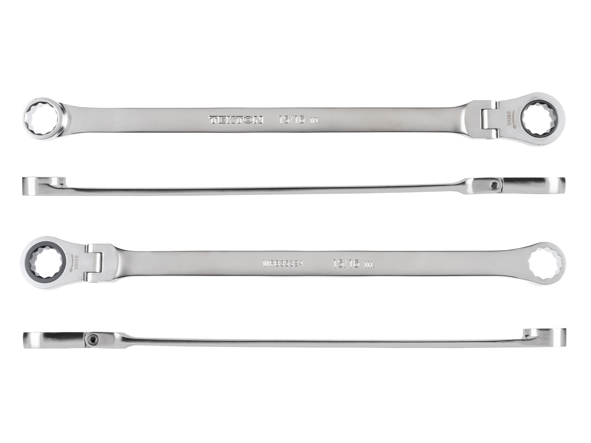 Side view of Tekton 15/16 inch ratcheting box end wrench set. Item #WRB35324