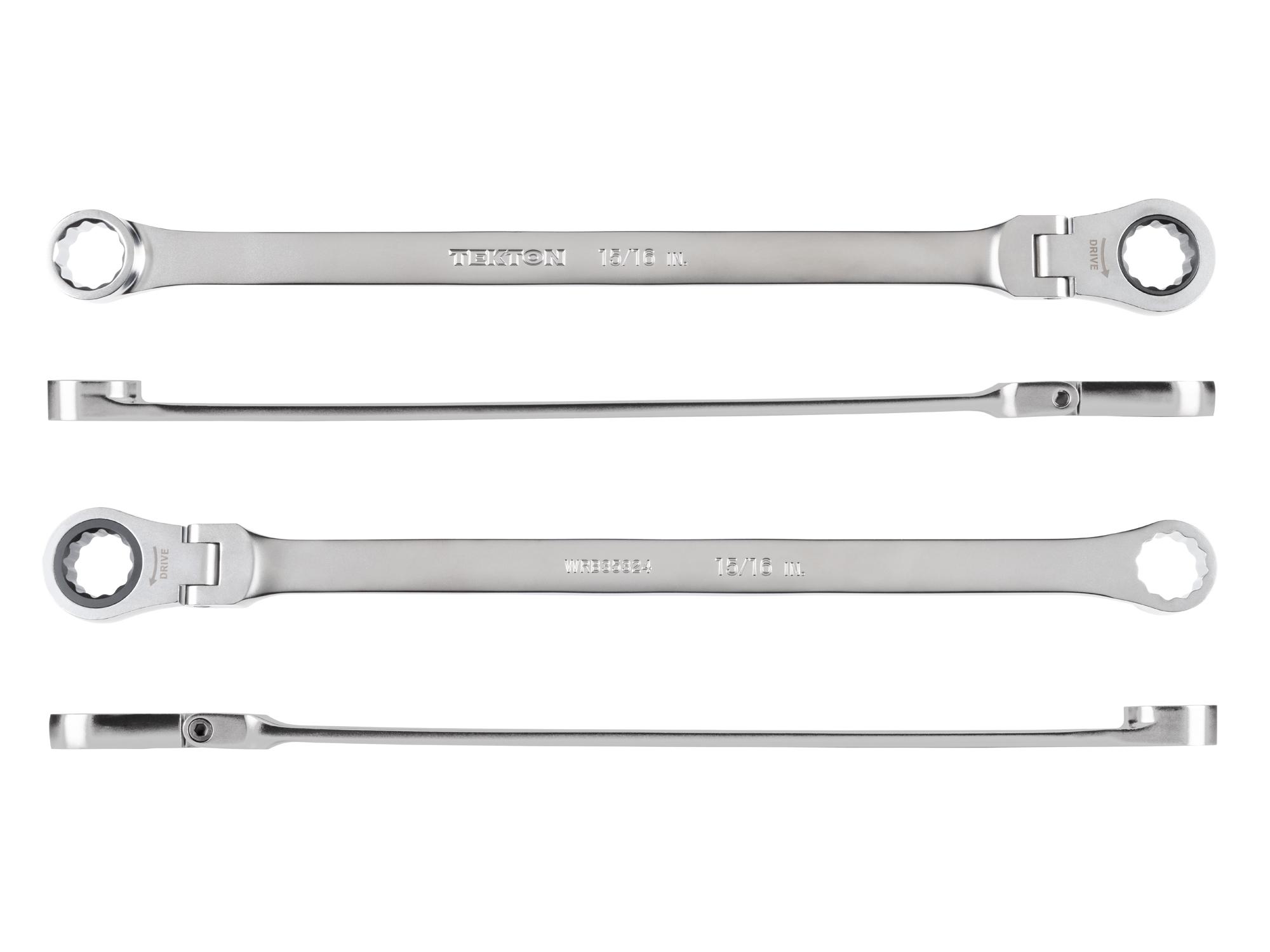 Side view of Tekton ratcheting box end wrench. Item #WRB35324