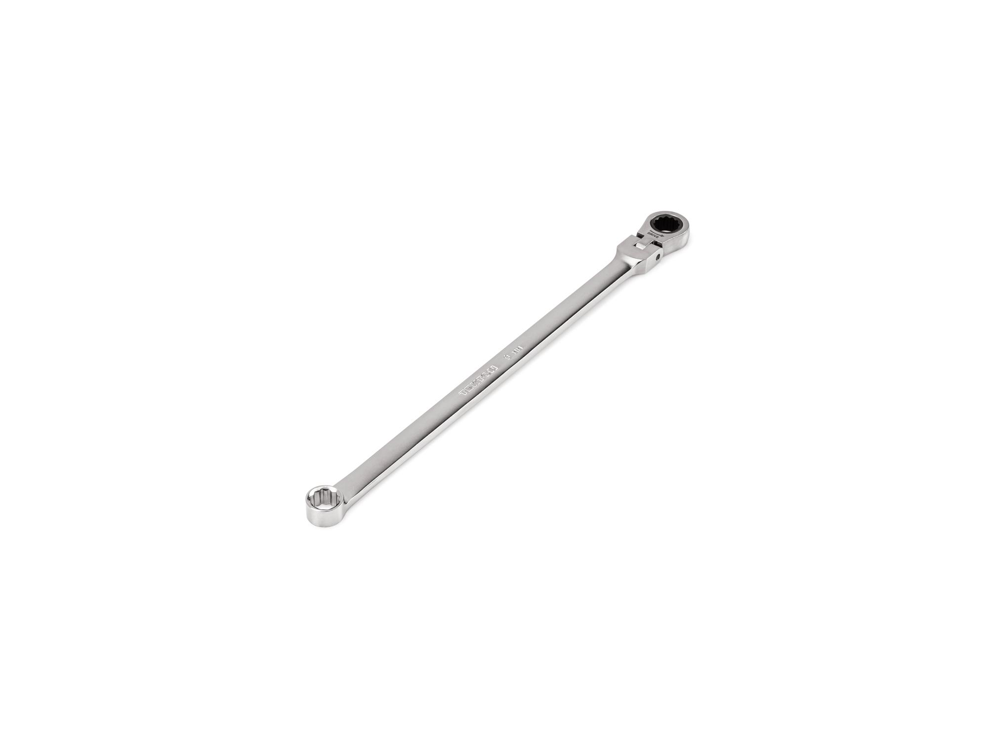 Front-right angle view of Tekton ratcheting box end wrench. Item #WRB35409