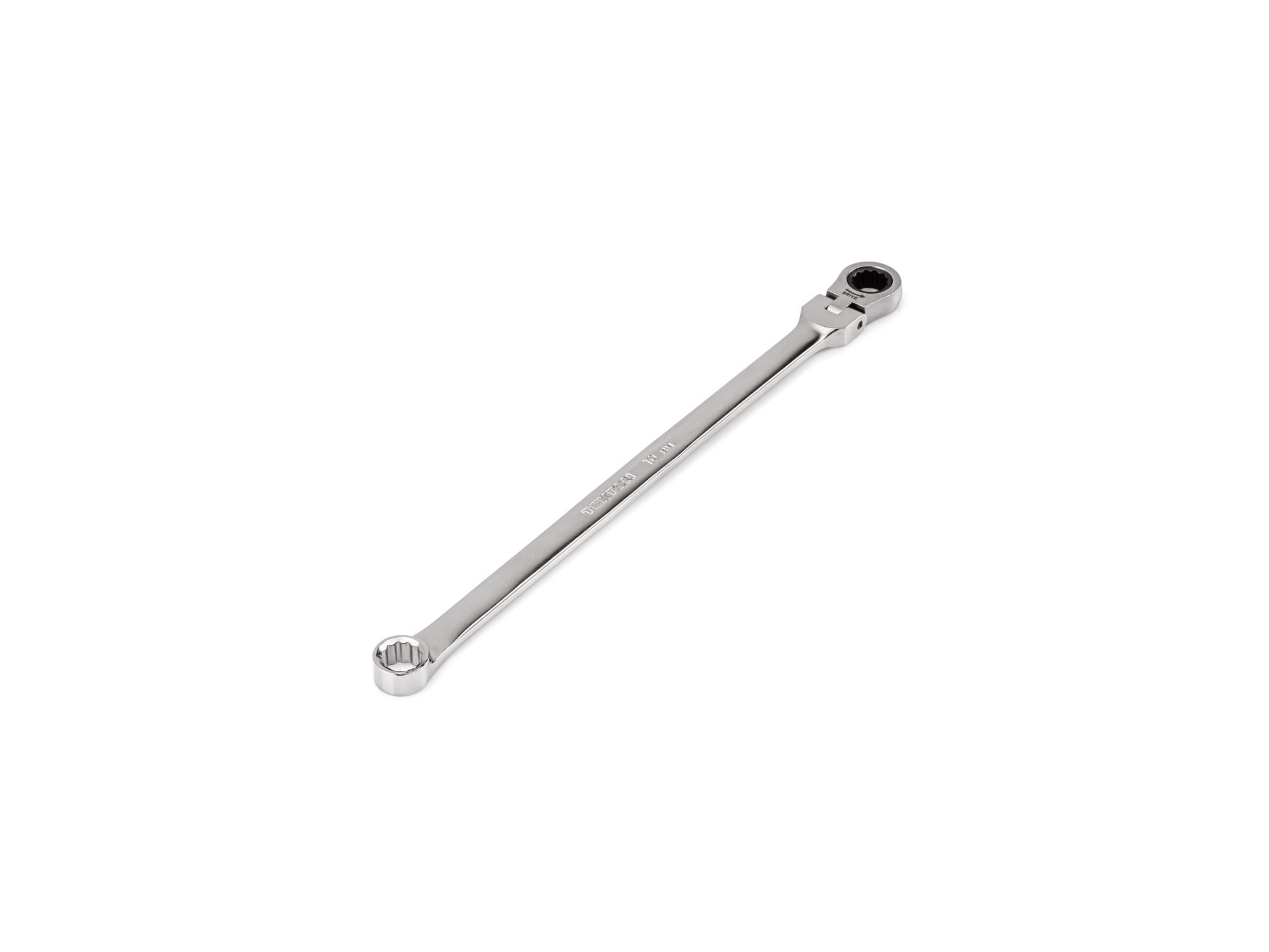 Front-right angle view of Tekton ratcheting box end wrench. Item #WRB35410