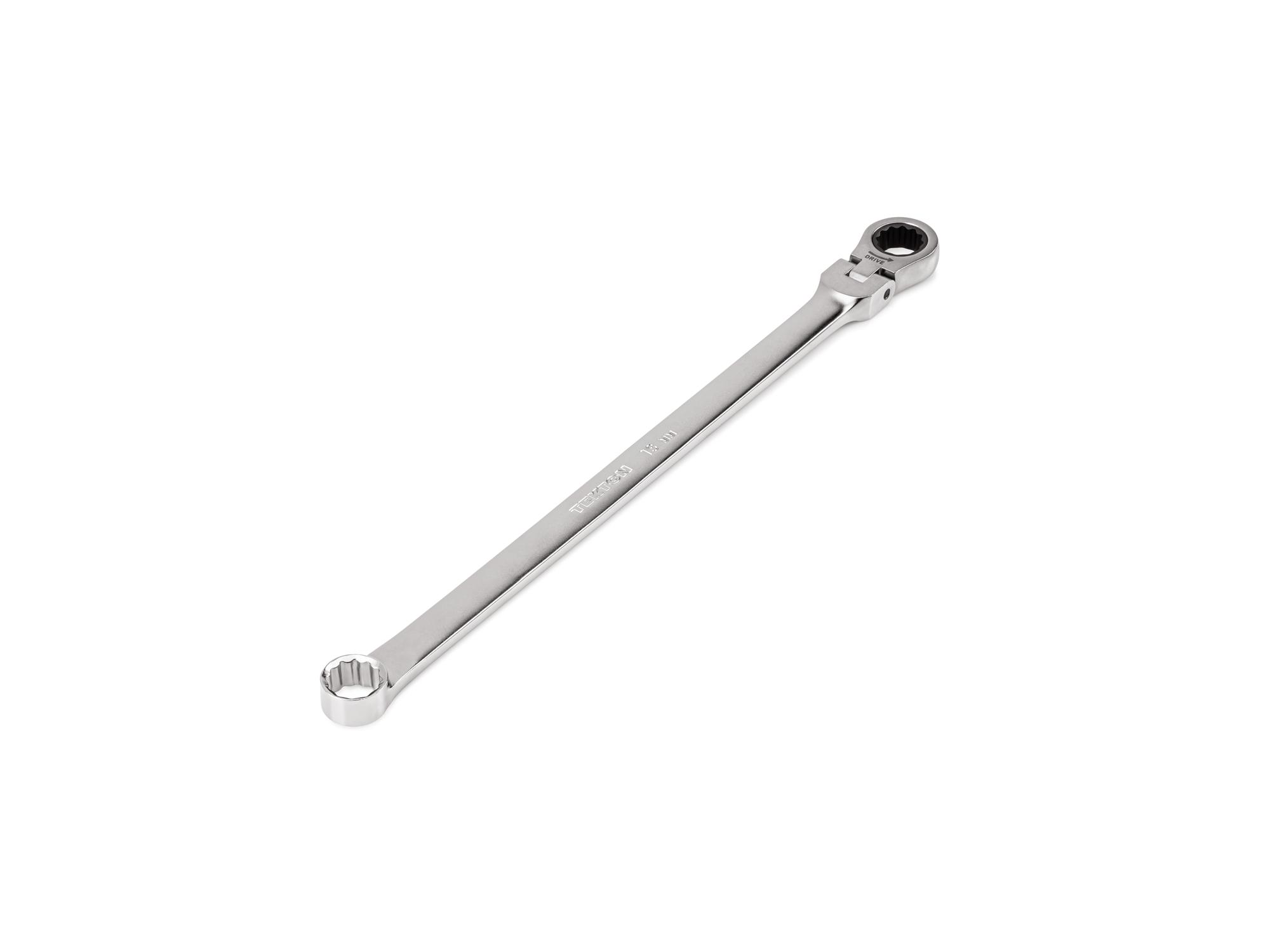 Front-right angle view of Tekton ratcheting box end wrench. Item #WRB35413