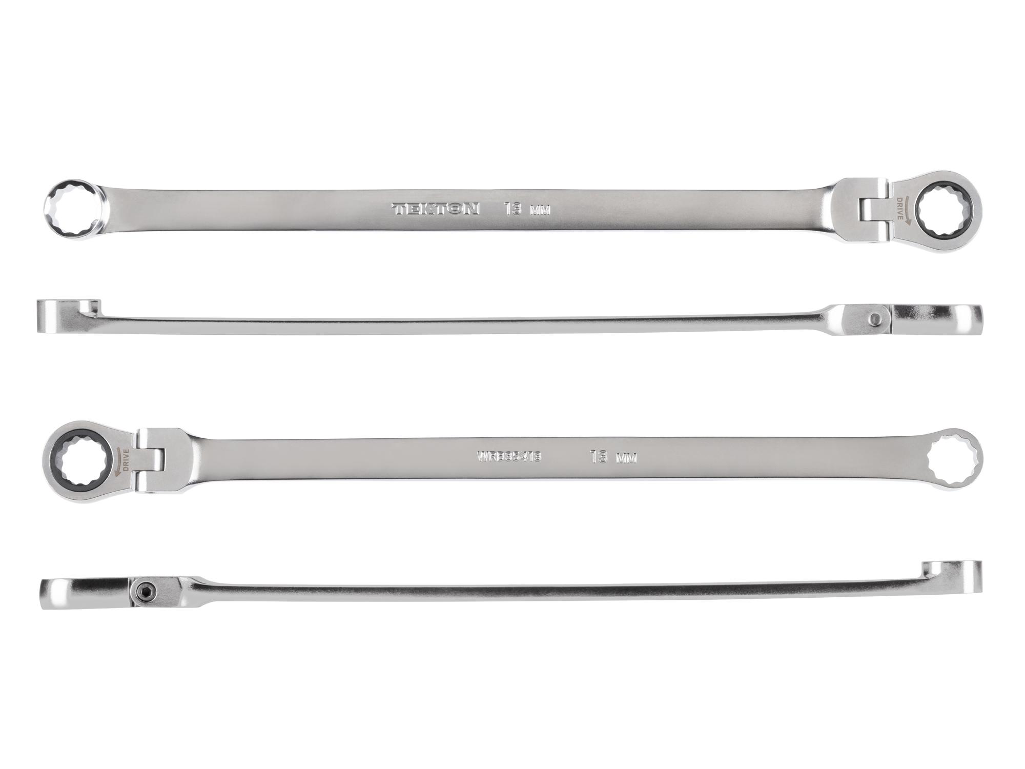 Side view of Tekton ratcheting box end wrench. Item #WRB35413