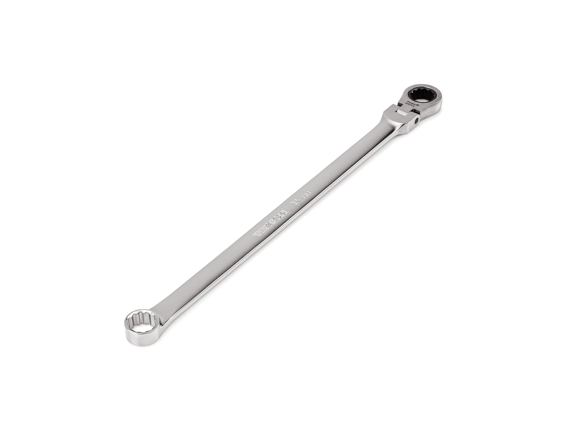 TEKTON 15 mm Long Fixed/Flex Head 12-Point Ratcheting Box End Wrench