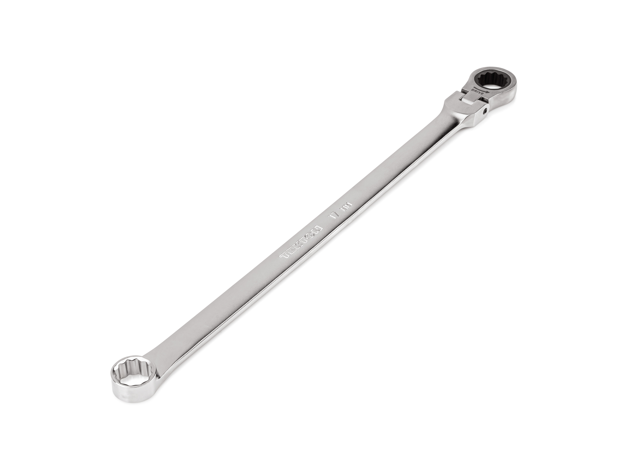 TEKTON 17 mm Long Fixed/Flex Head 12-Point Ratcheting Box End Wrench