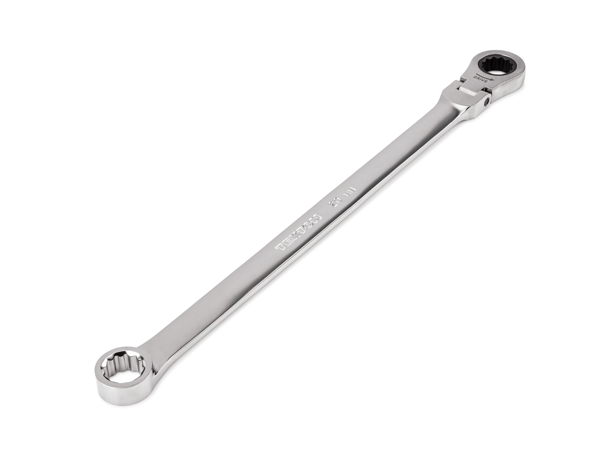 TEKTON 20 mm Long Fixed/Flex Head 12-Point Ratcheting Box End Wrench