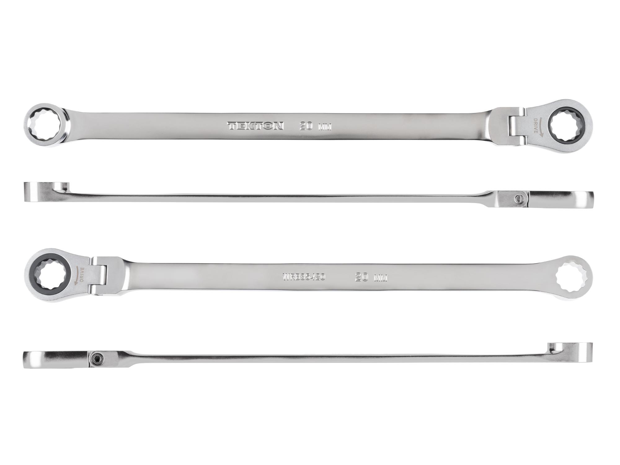 Side view of Tekton ratcheting box end wrench. Item #WRB35420