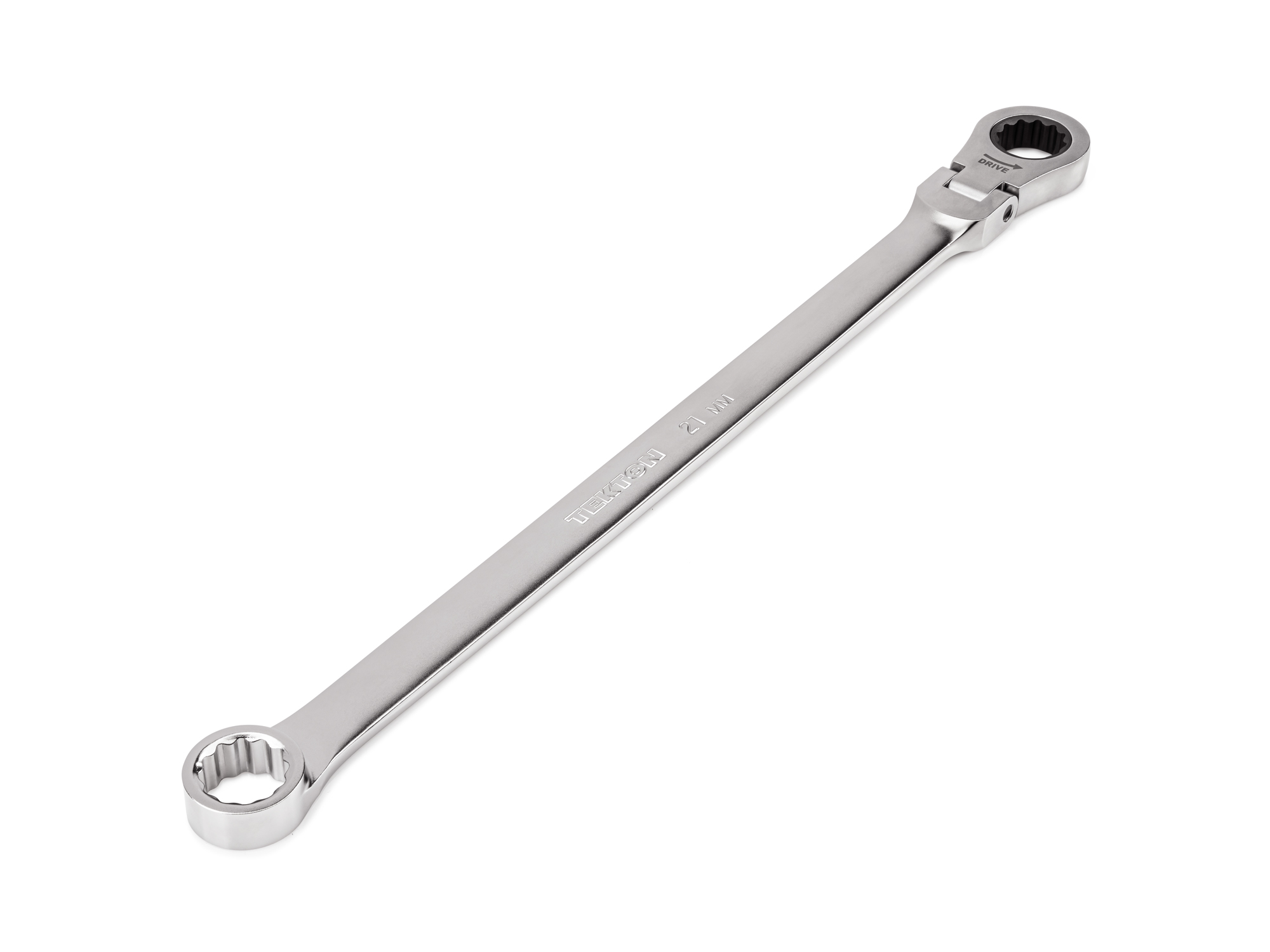 TEKTON 21 mm Long Fixed/Flex Head 12-Point Ratcheting Box End Wrench