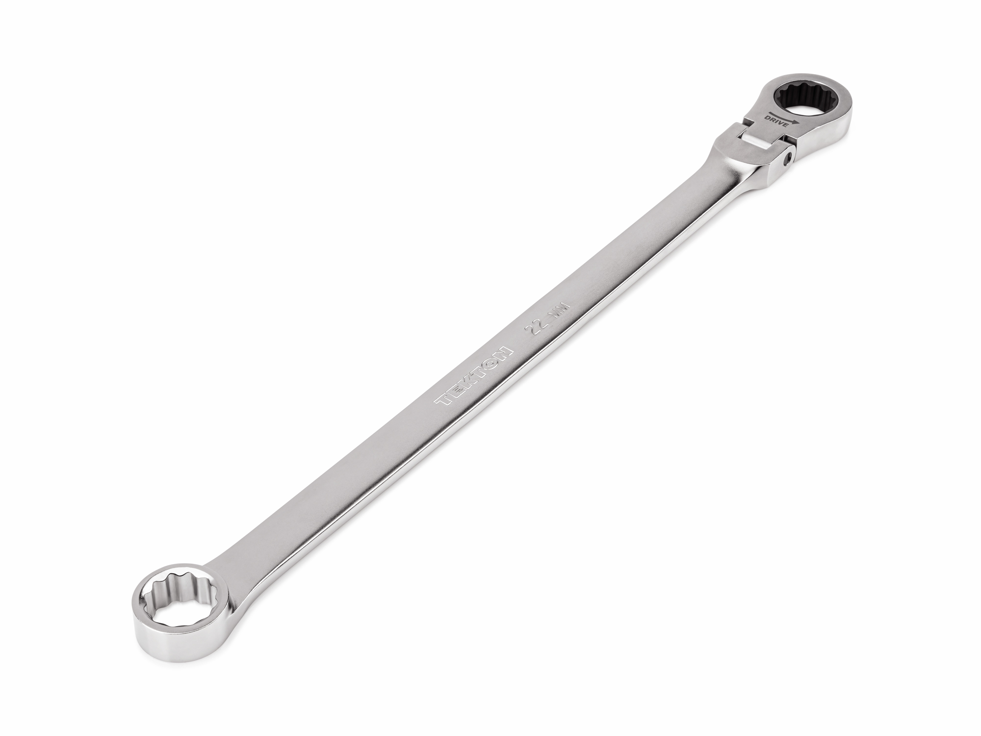 TEKTON 22 mm Long Fixed/Flex Head 12-Point Ratcheting Box End Wrench