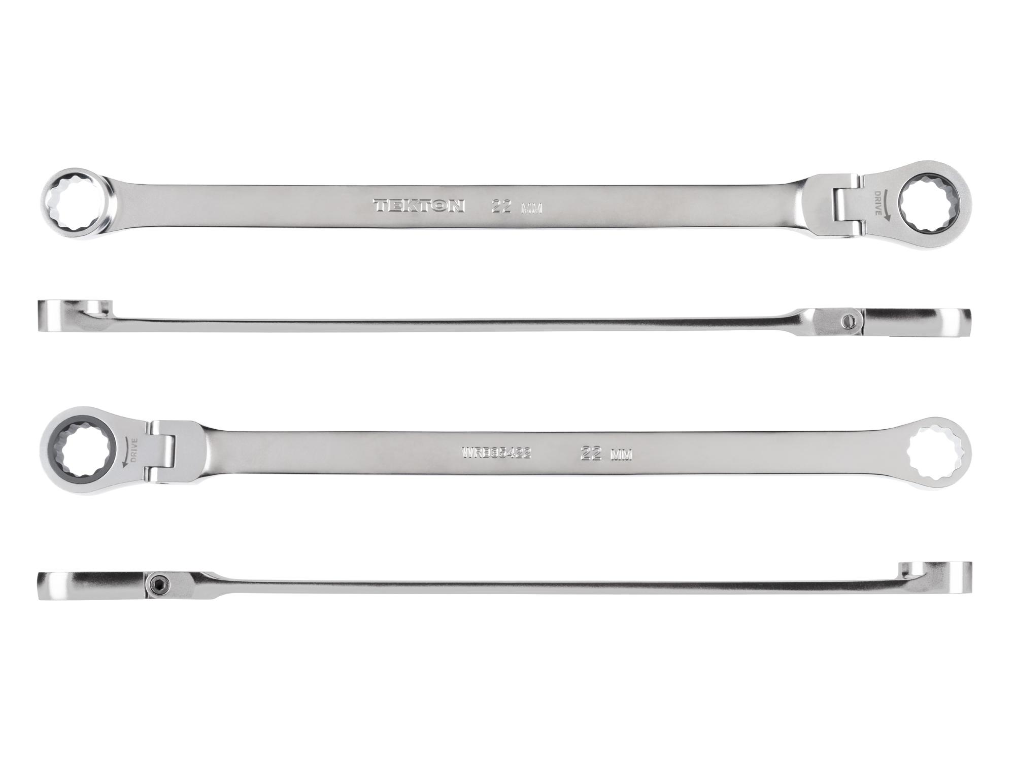 Side view of Tekton ratcheting box end wrench. Item #WRB35422