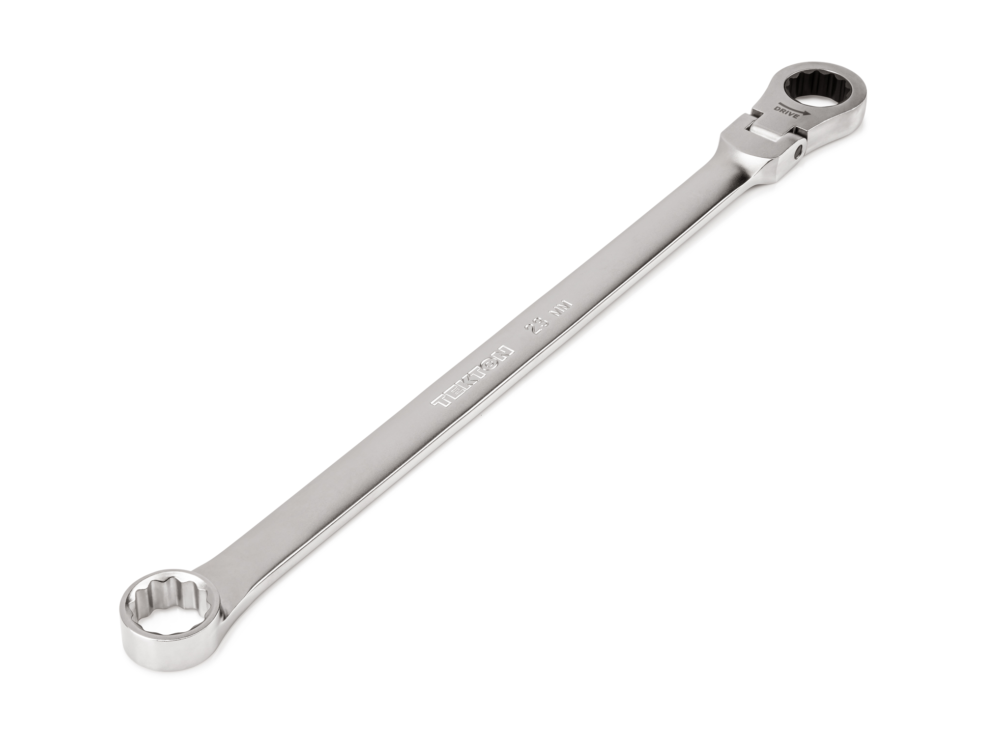 TEKTON 23 mm Long Fixed/Flex Head 12-Point Ratcheting Box End Wrench