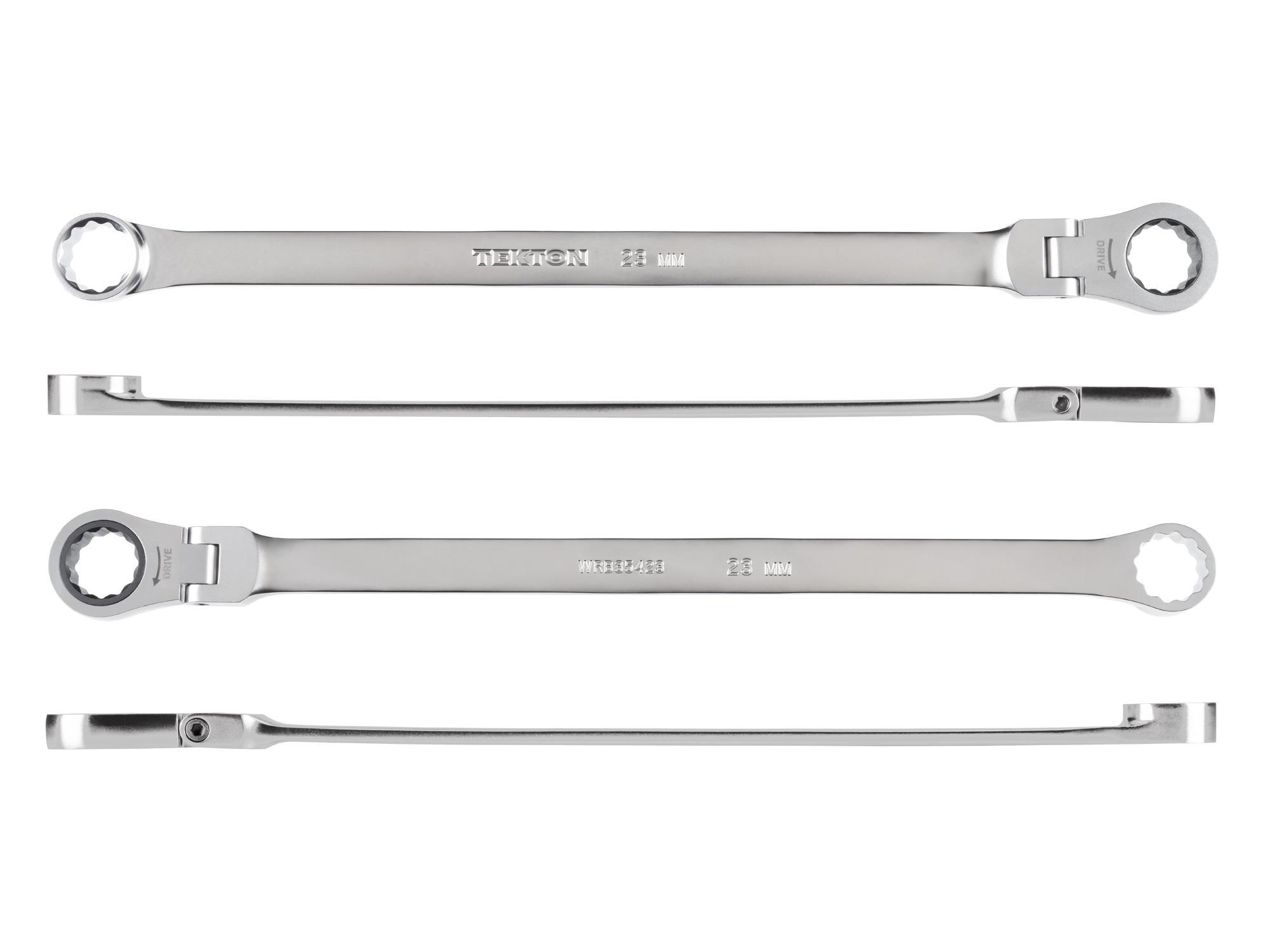 Side view of Tekton ratcheting box end wrench. Item #WRB35423