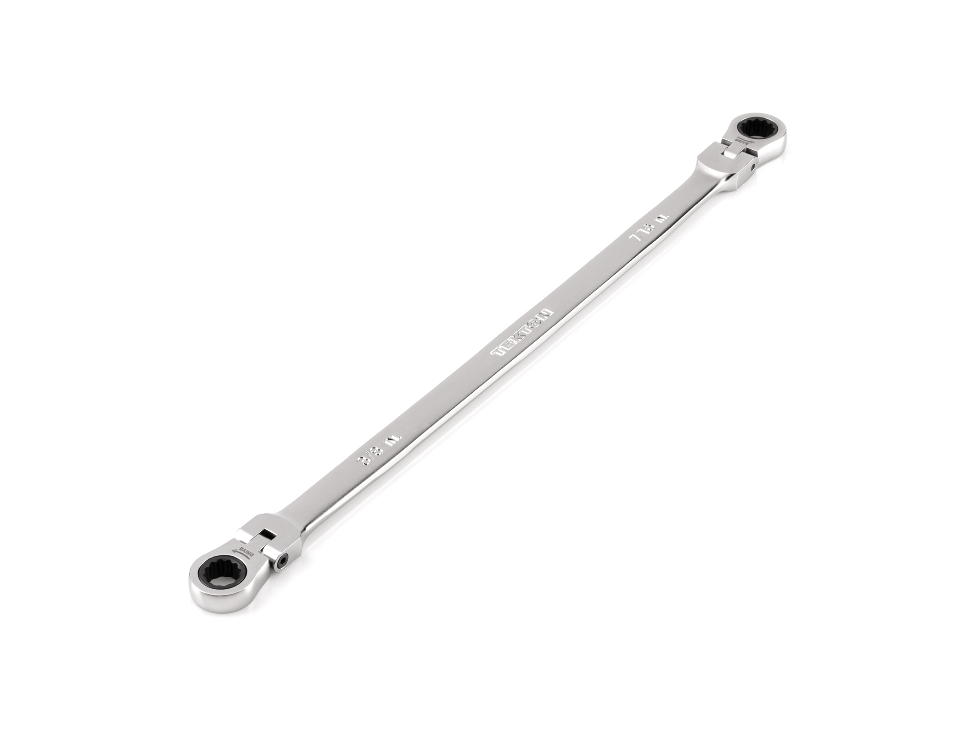 TEKTON 3/8 x 7/16 Inch Long Flex Head 12-Point Ratcheting Box End Wrench