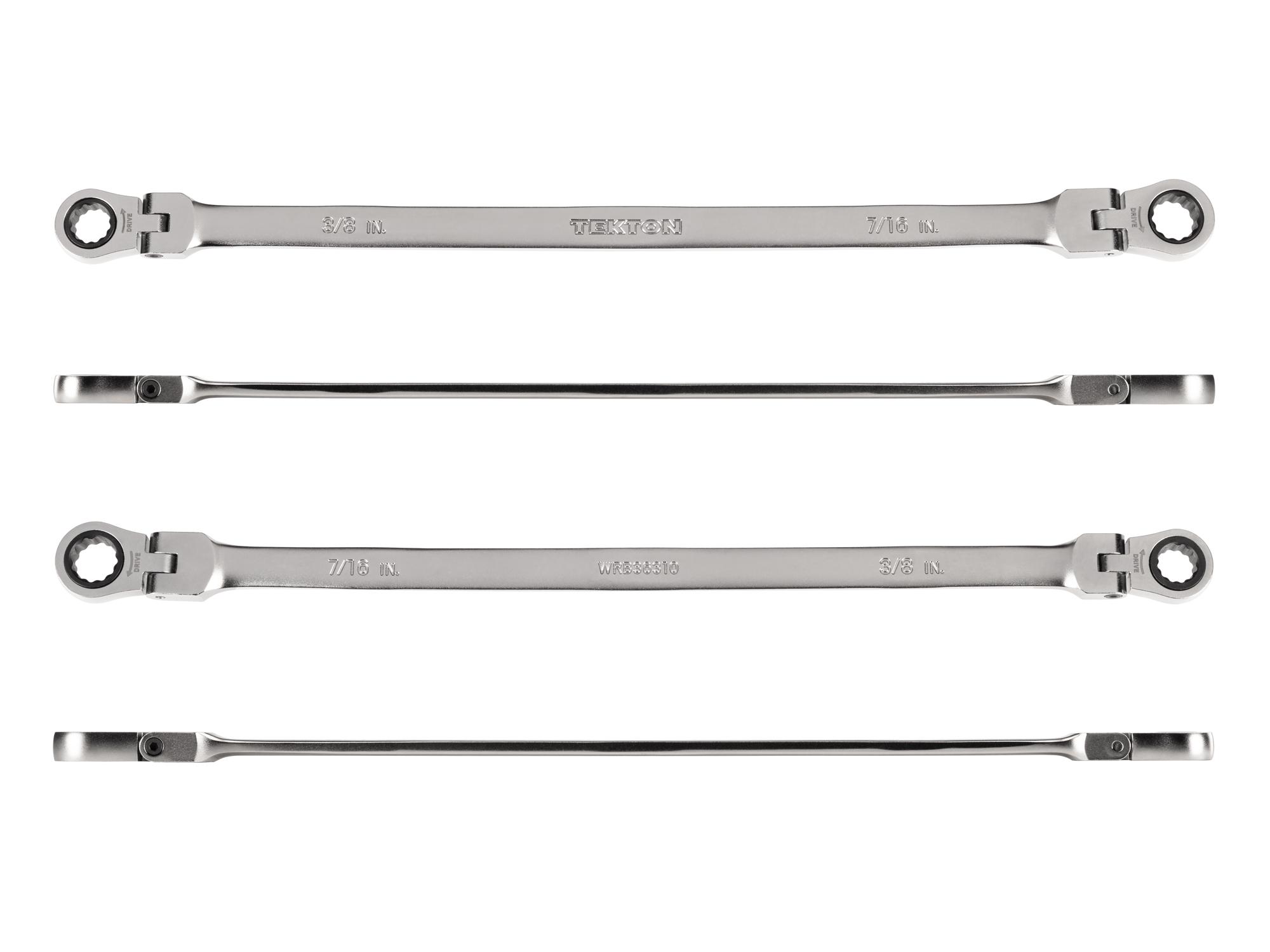 Side view of Tekton ratcheting box end wrench. Item #WRB36310