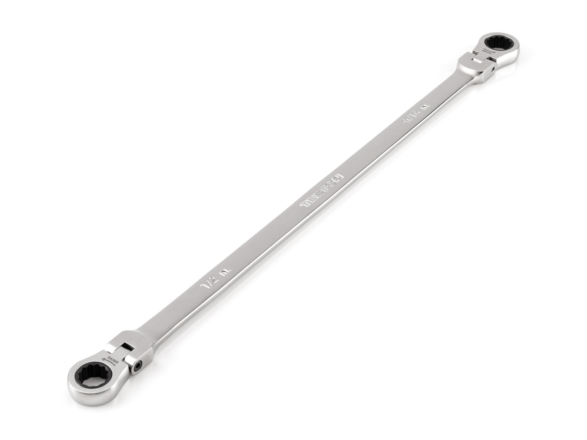 1/2 x 9/16 Inch Long Flex Head 12-Point Ratcheting Box End Wrench