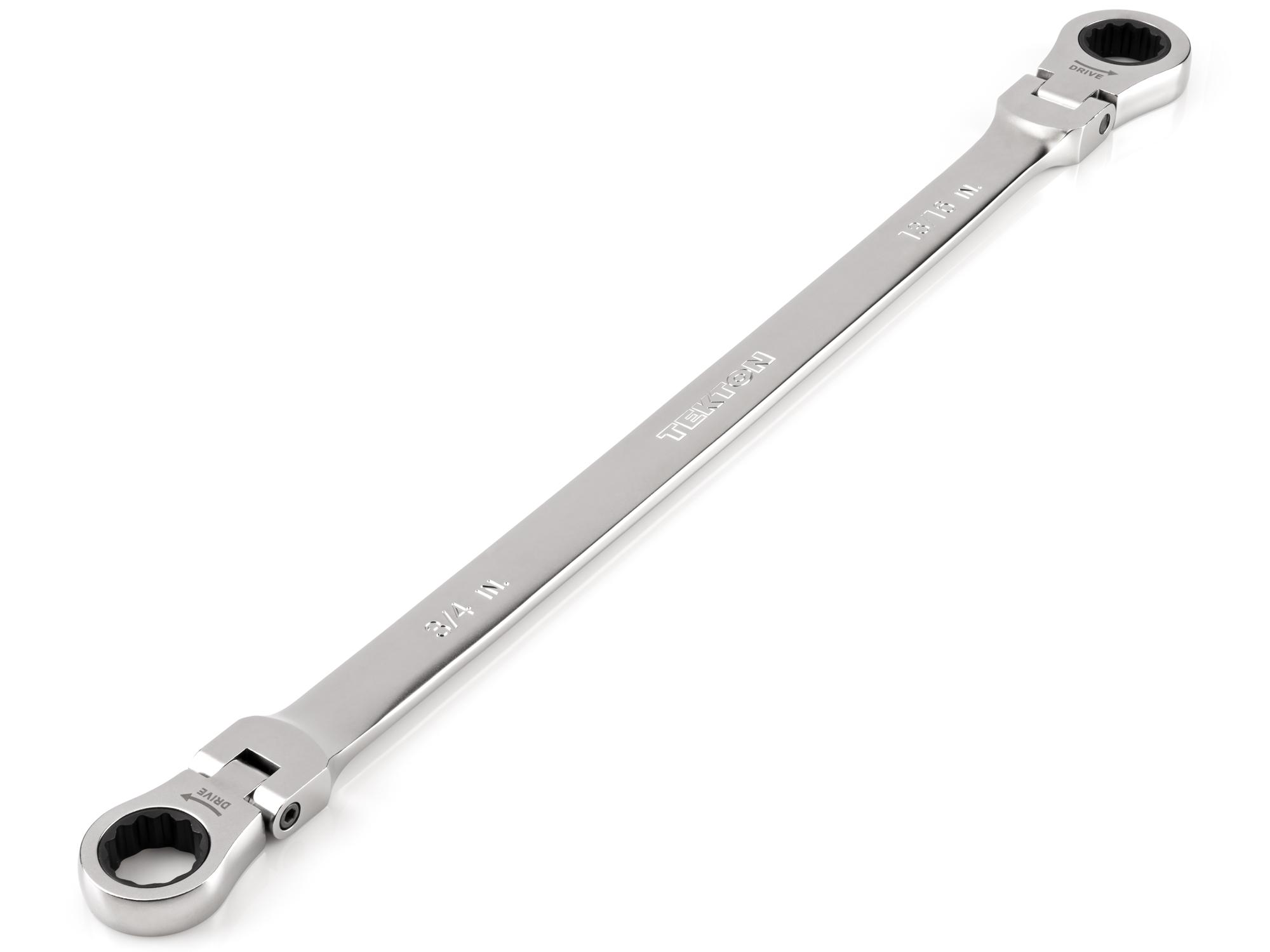 3/4 x 13/16 Inch Long Flex Head 12-Point Ratcheting Box End Wrench