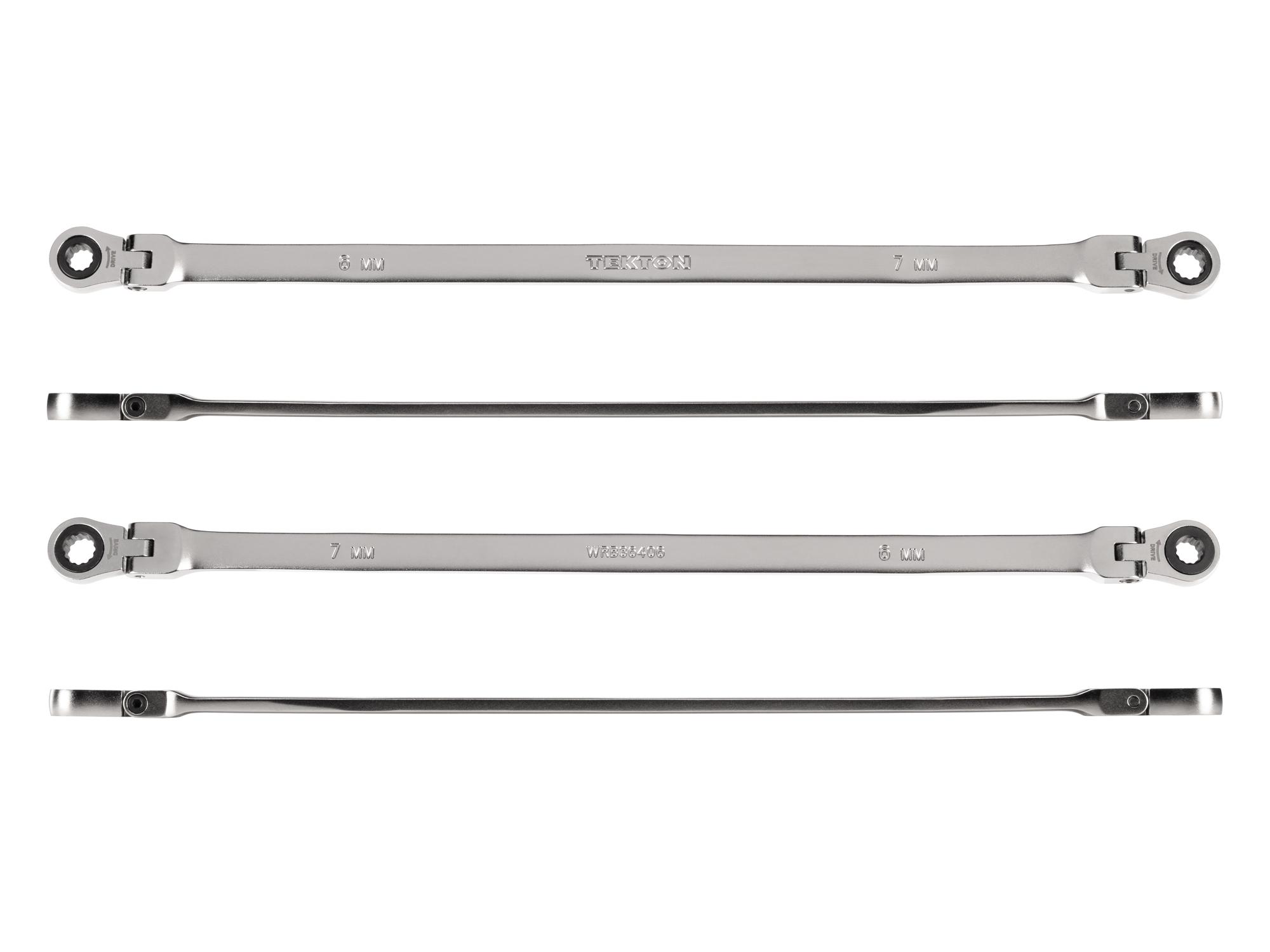 Side view of Tekton ratcheting box end wrench. Item #WRB36406