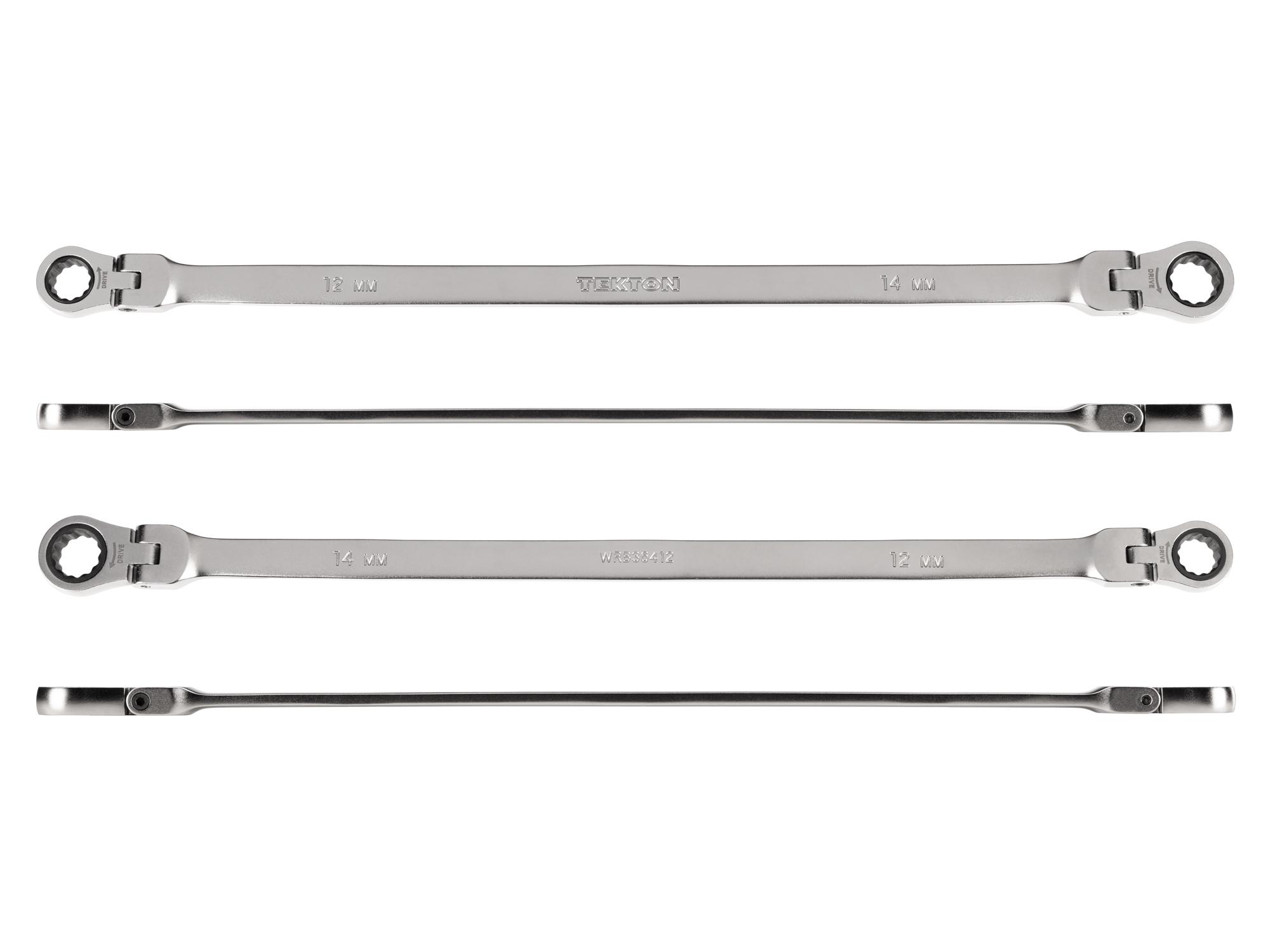 Side view of Tekton ratcheting box end wrench. Item #WRB36412
