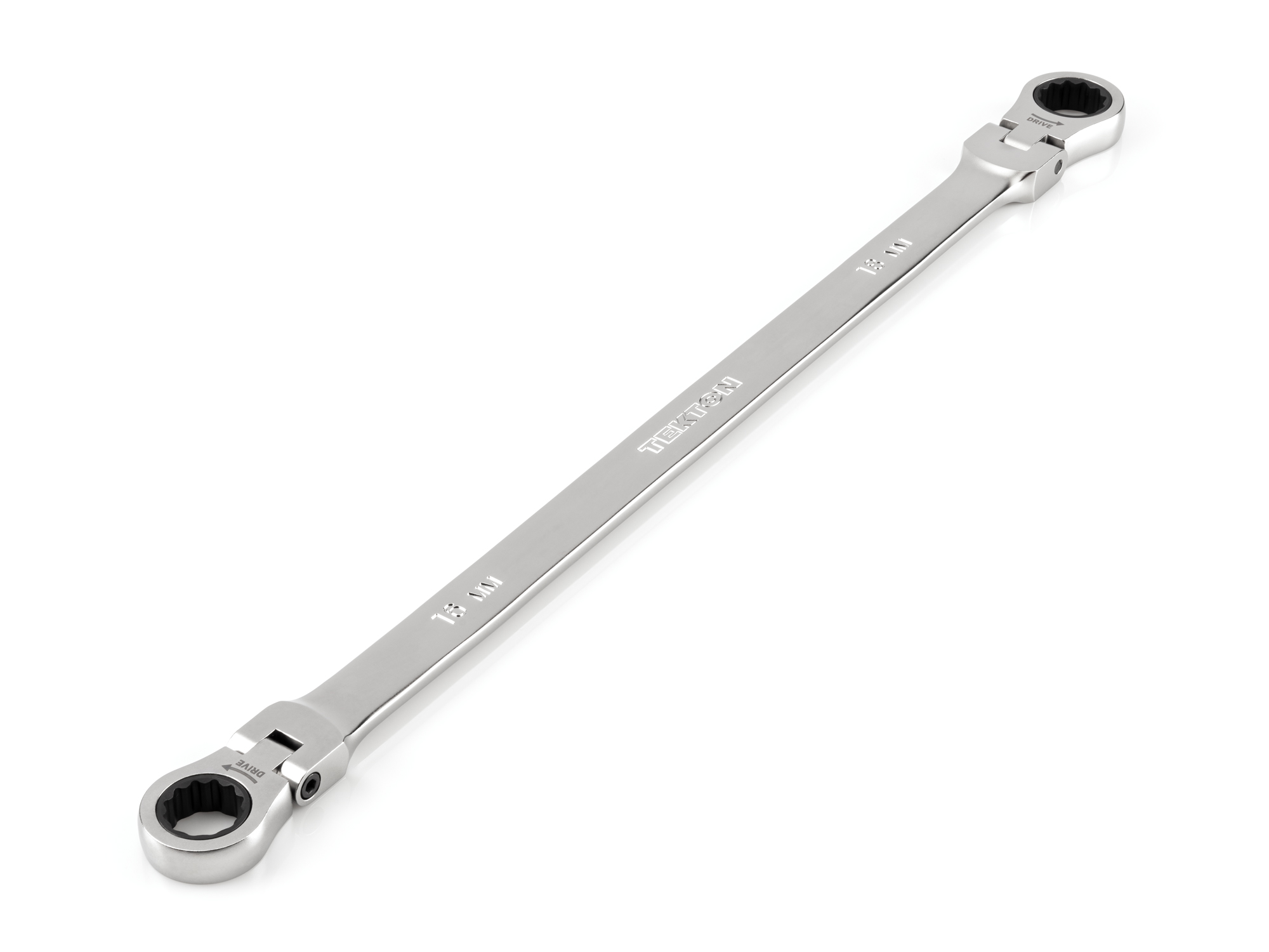 TEKTON 16 x 18 mm Long Flex Head 12-Point Ratcheting Box End Wrench