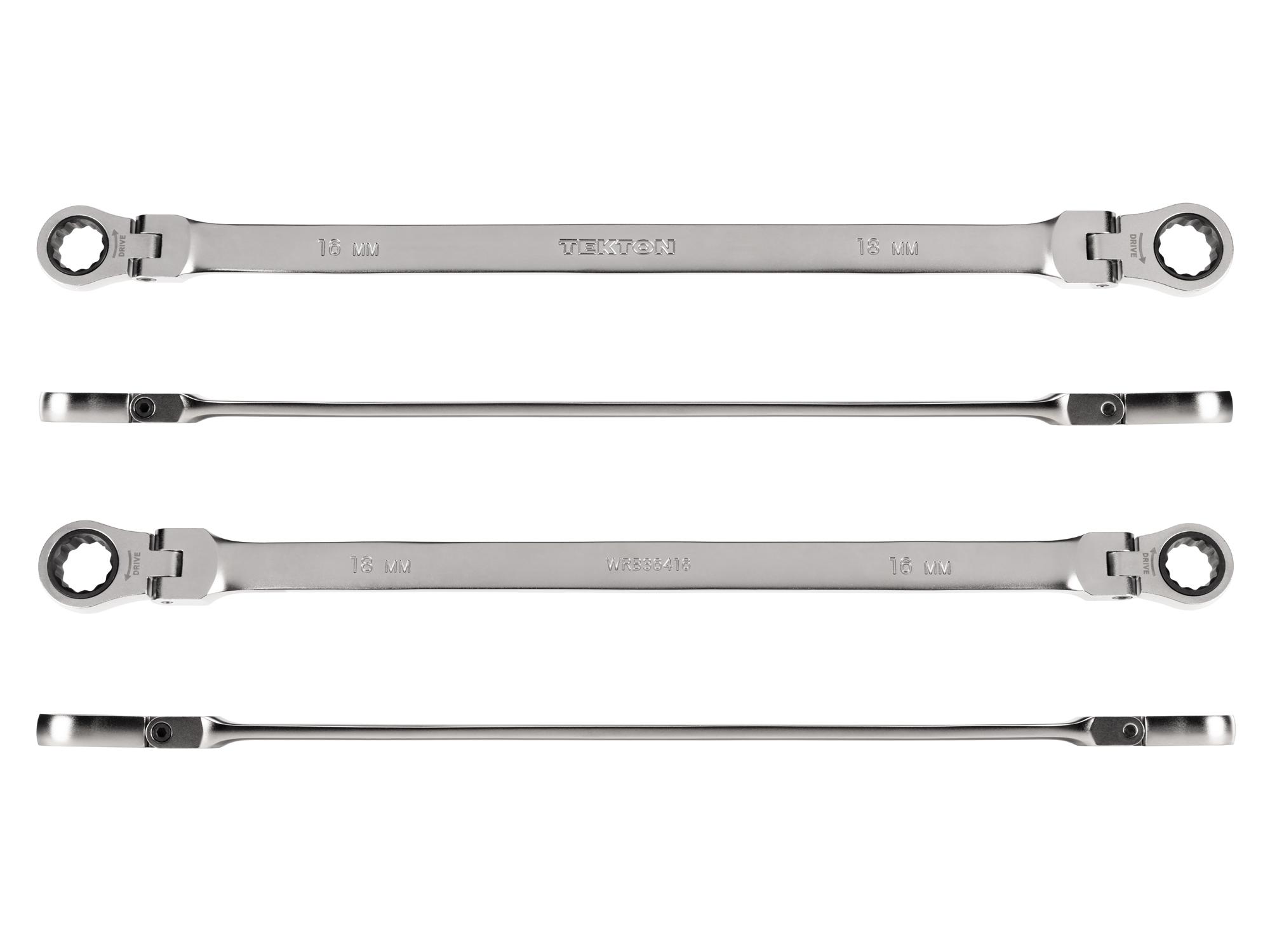 Side view of Tekton ratcheting box end wrench. Item #WRB36416