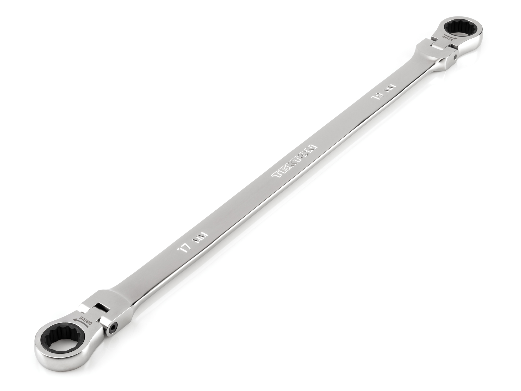 TEKTON 17 x 19 mm Long Flex Head 12-Point Ratcheting Box End Wrench