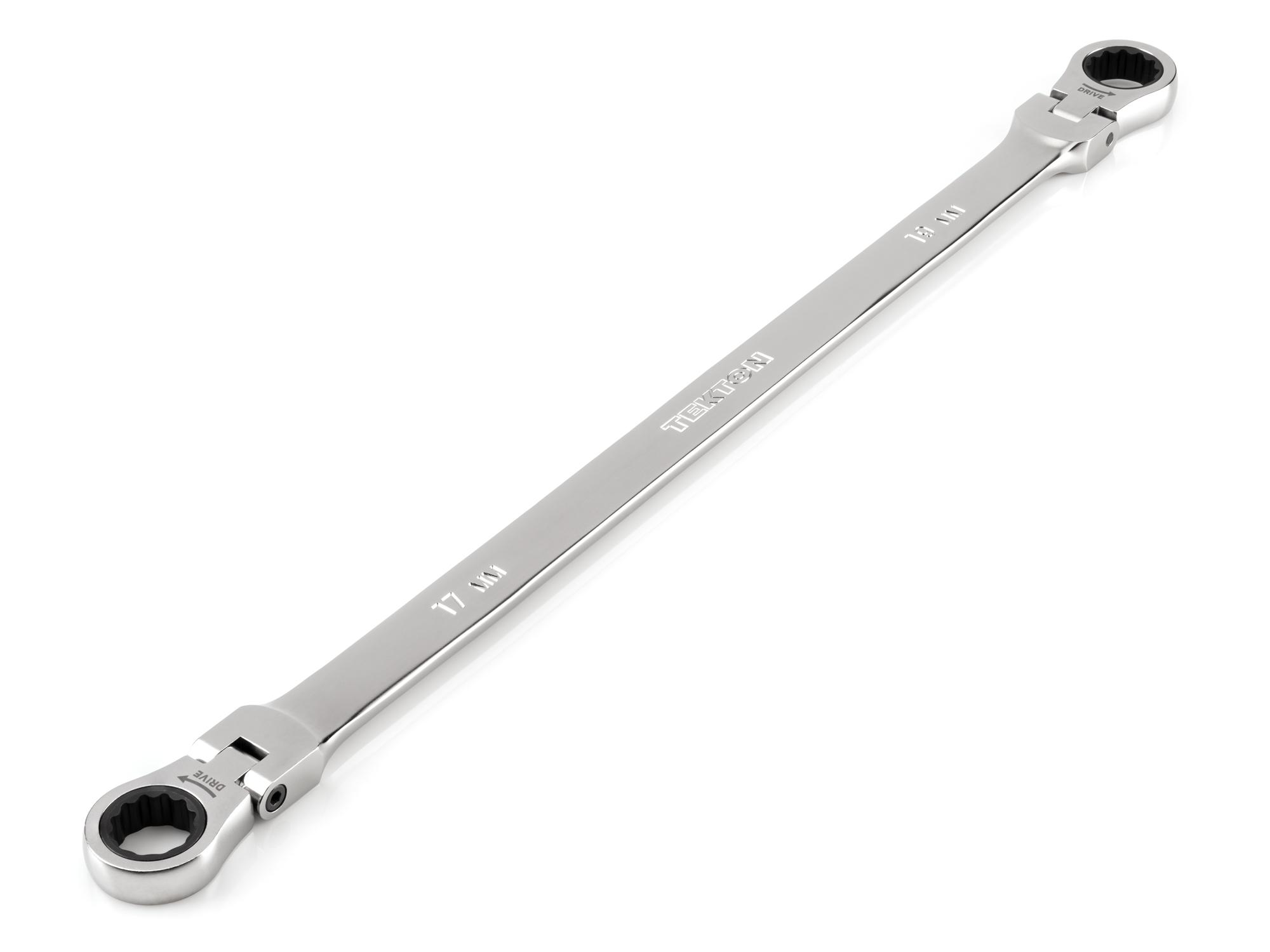 17 x 19 mm Long Flex Head 12-Point Ratcheting Box End Wrench