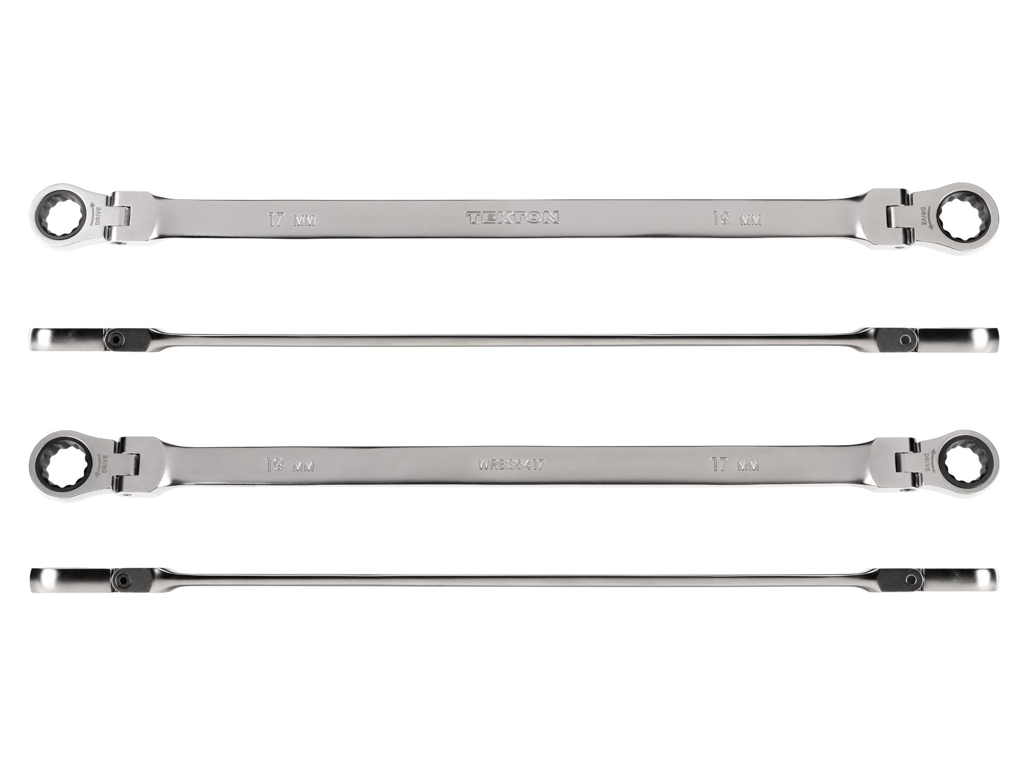 Side view of Tekton ratcheting box end wrench. Item #WRB36417