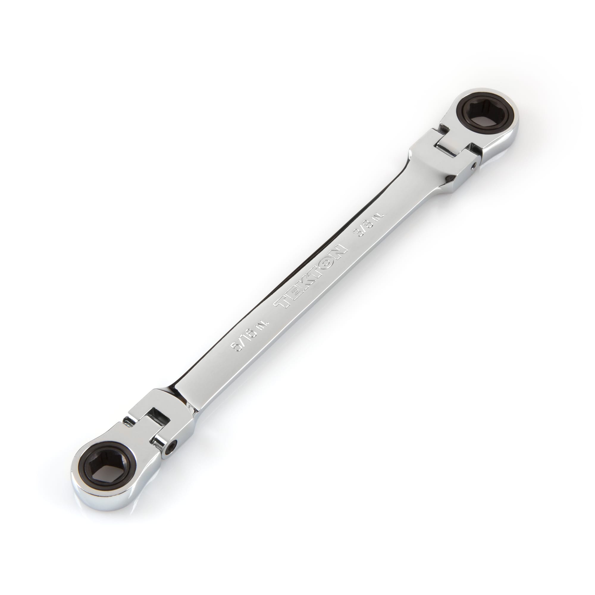 Double box end ratcheting wrench. 72-tooth gears, 6-point box ends, and 180-degree flex heads. WRN76003.