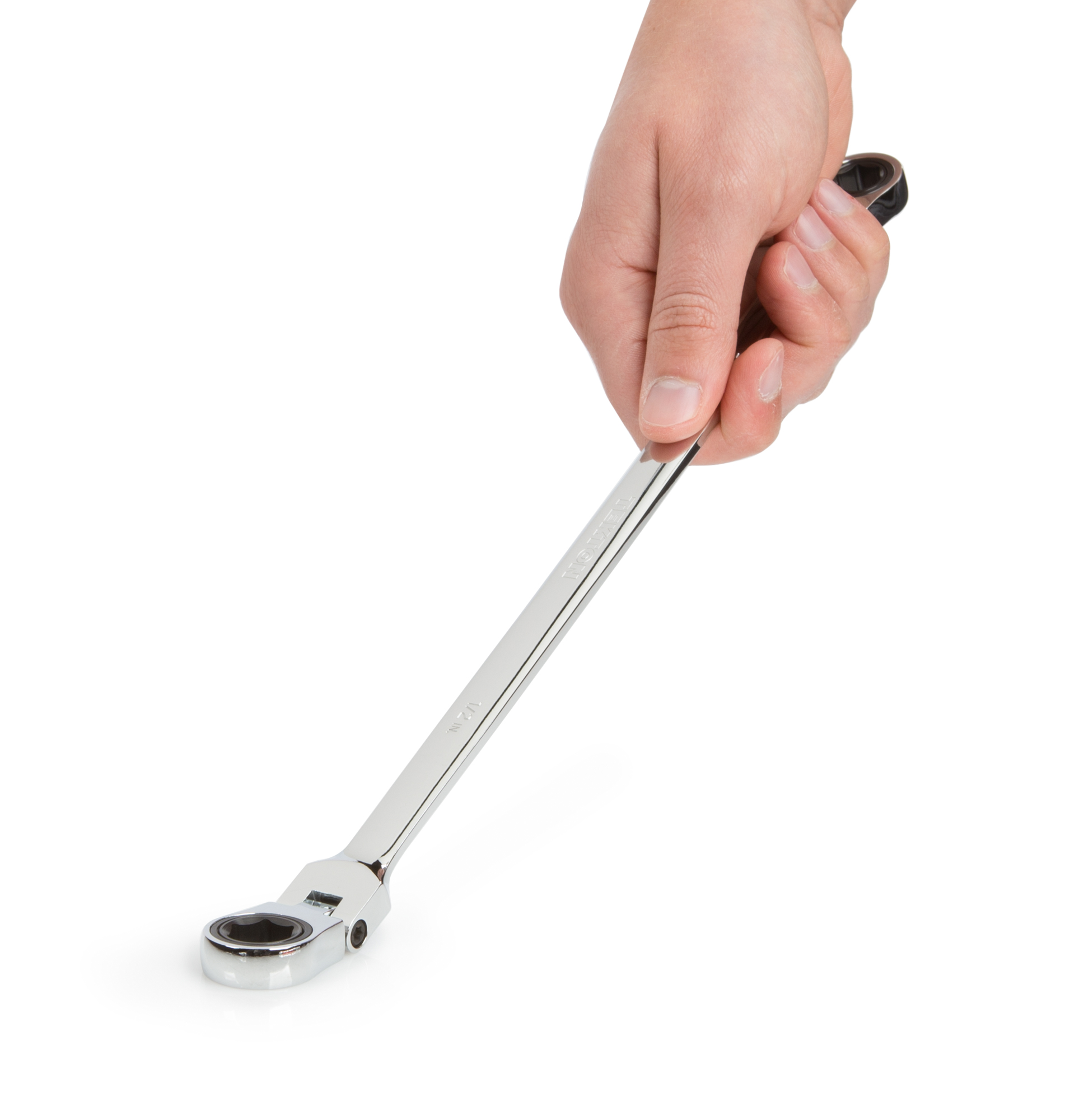 Tekton 7/16 x 1/2 inch ratcheting box end wrench. Item #WRN77005