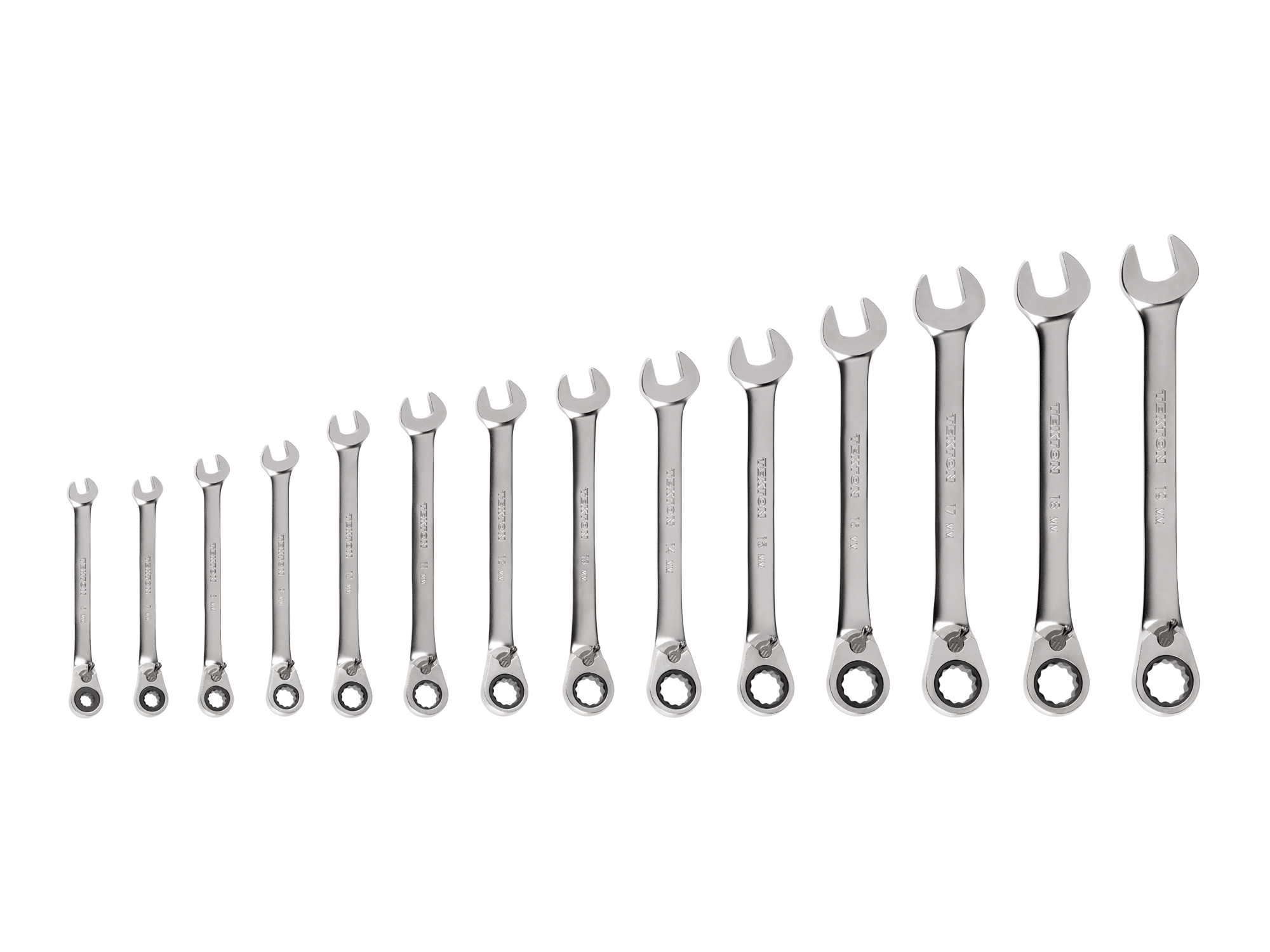 TEKTON Reversible 12-Point Ratcheting Combination Wrench Set, 14-Piece (6-19 mm)