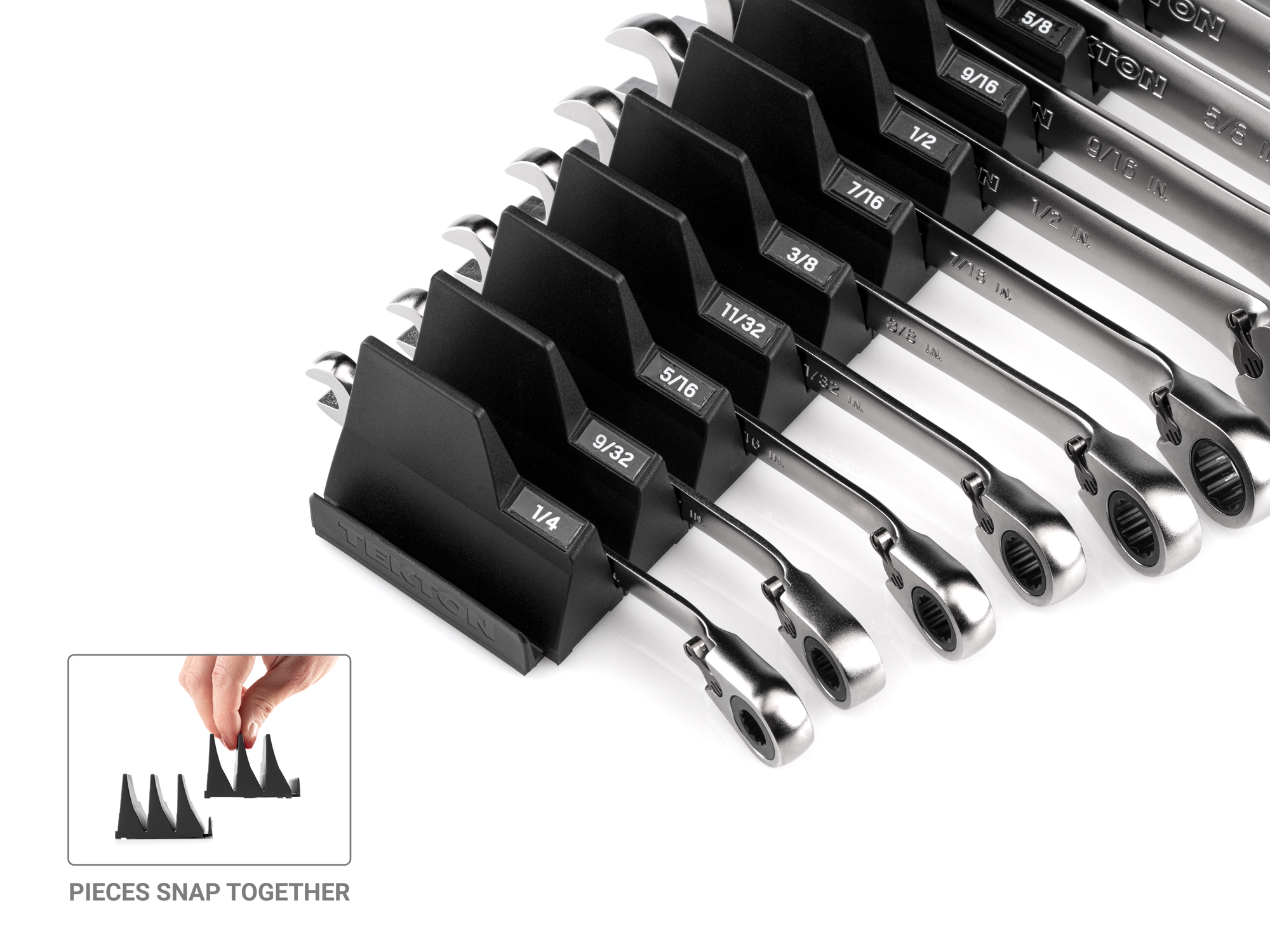 11-Piece Reversible Ratcheting Wrench Set with Organizer | TEKTON