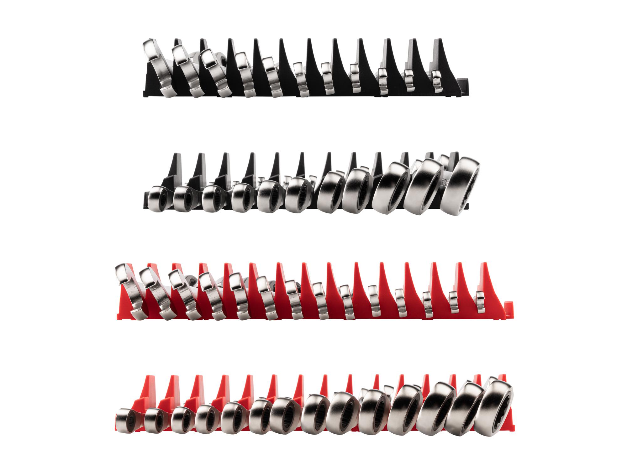 Side view of Tekton modular ratcheting combination wrench set. Item #WRC94304