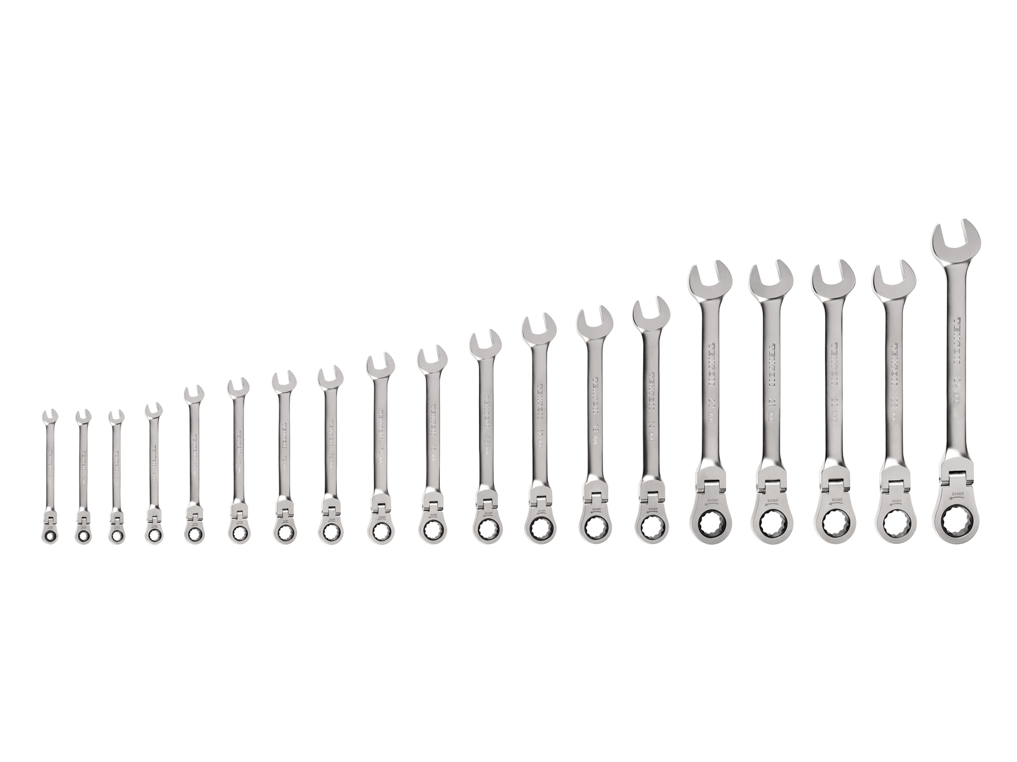 TEKTON Flex Head 12-Point Ratcheting Combination Wrench Set, 19-Piece (6-24 mm)