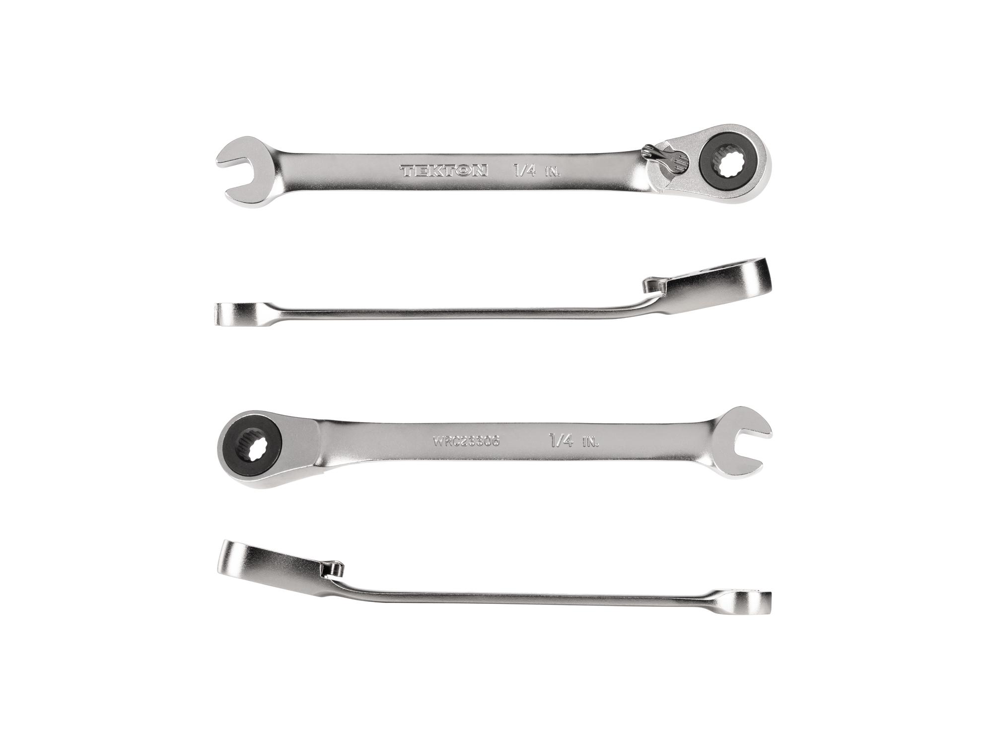 Side view of Tekton ratcheting combination wrench. Item #WRC23306