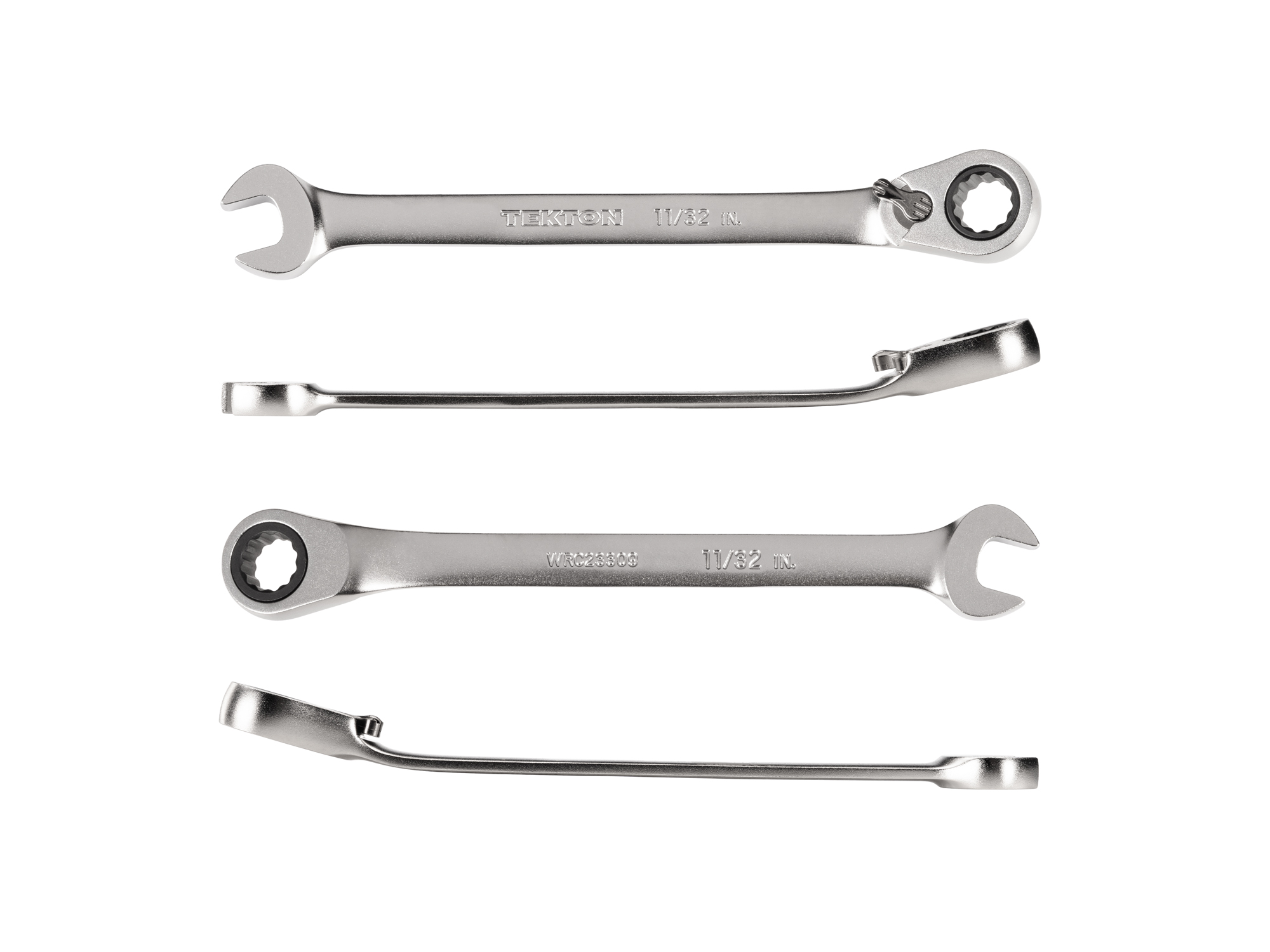 11/32 inch (sae) reversible 12-point ratcheting combination wrench includes 72-tooth gear and 15-degree angled open end to reduce swing in tight spaces. WRC23309.