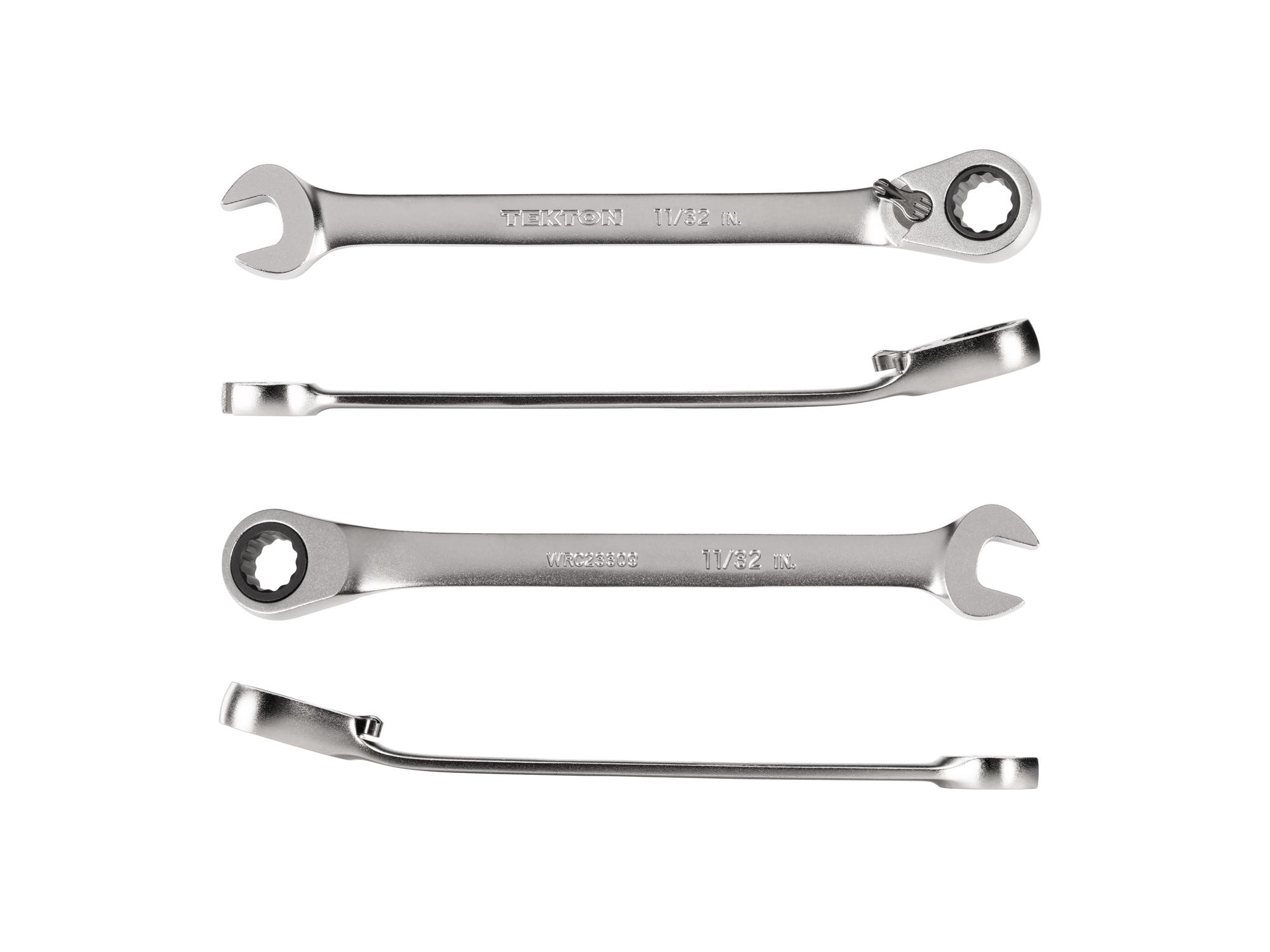 Side view of Tekton ratcheting combination wrench. Item #WRC23309
