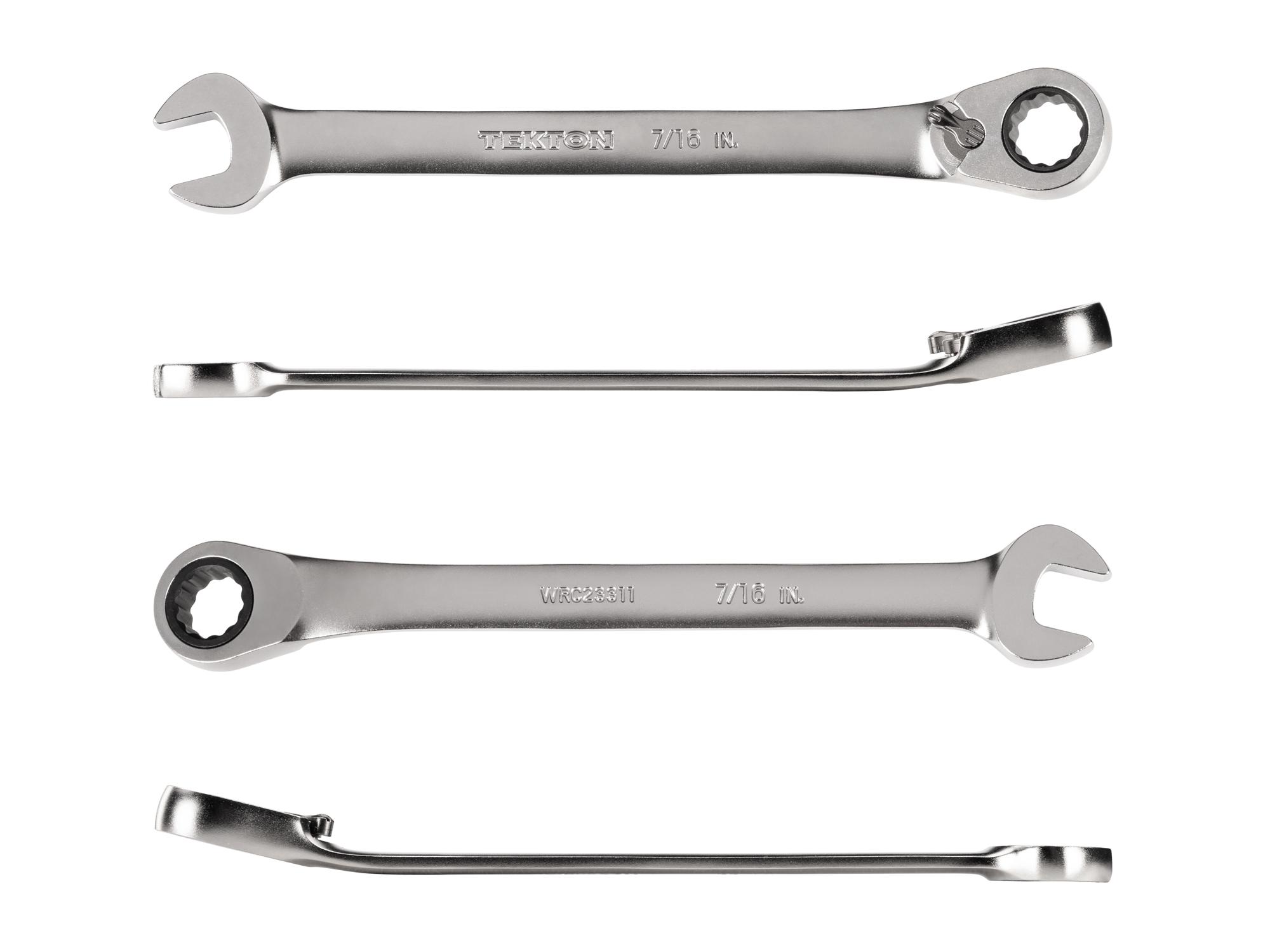 Side view of Tekton ratcheting combination wrench. Item #WRC23311