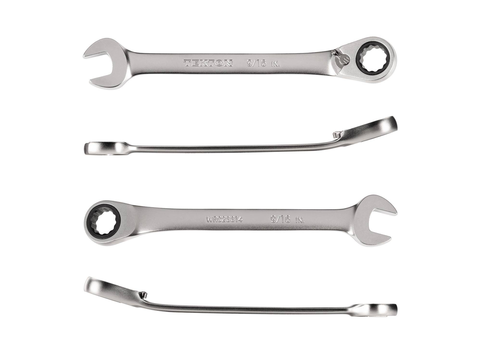 Side view of Tekton ratcheting combination wrench. Item #WRC23314