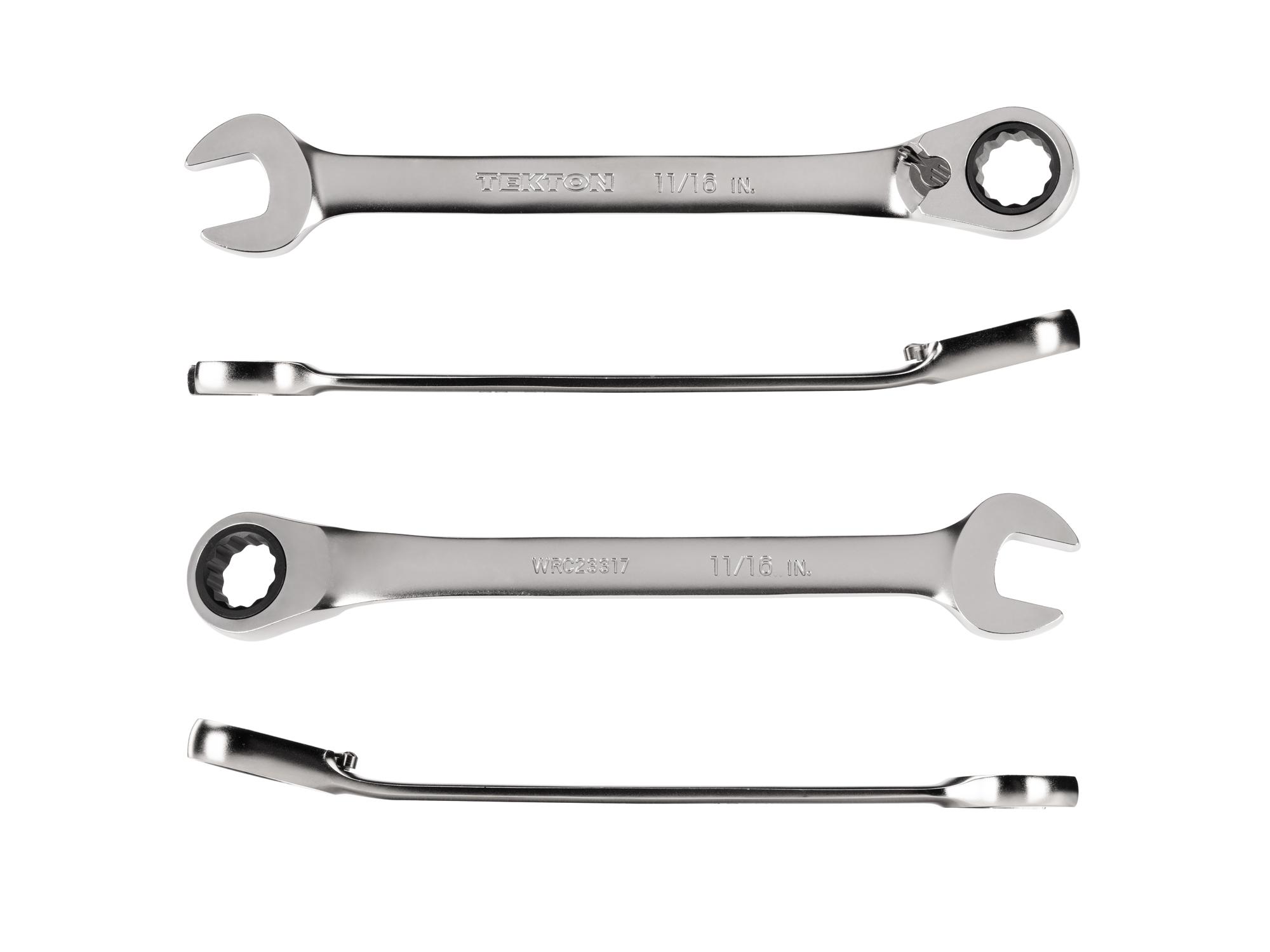 Side view of Tekton ratcheting combination wrench. Item #WRC23317