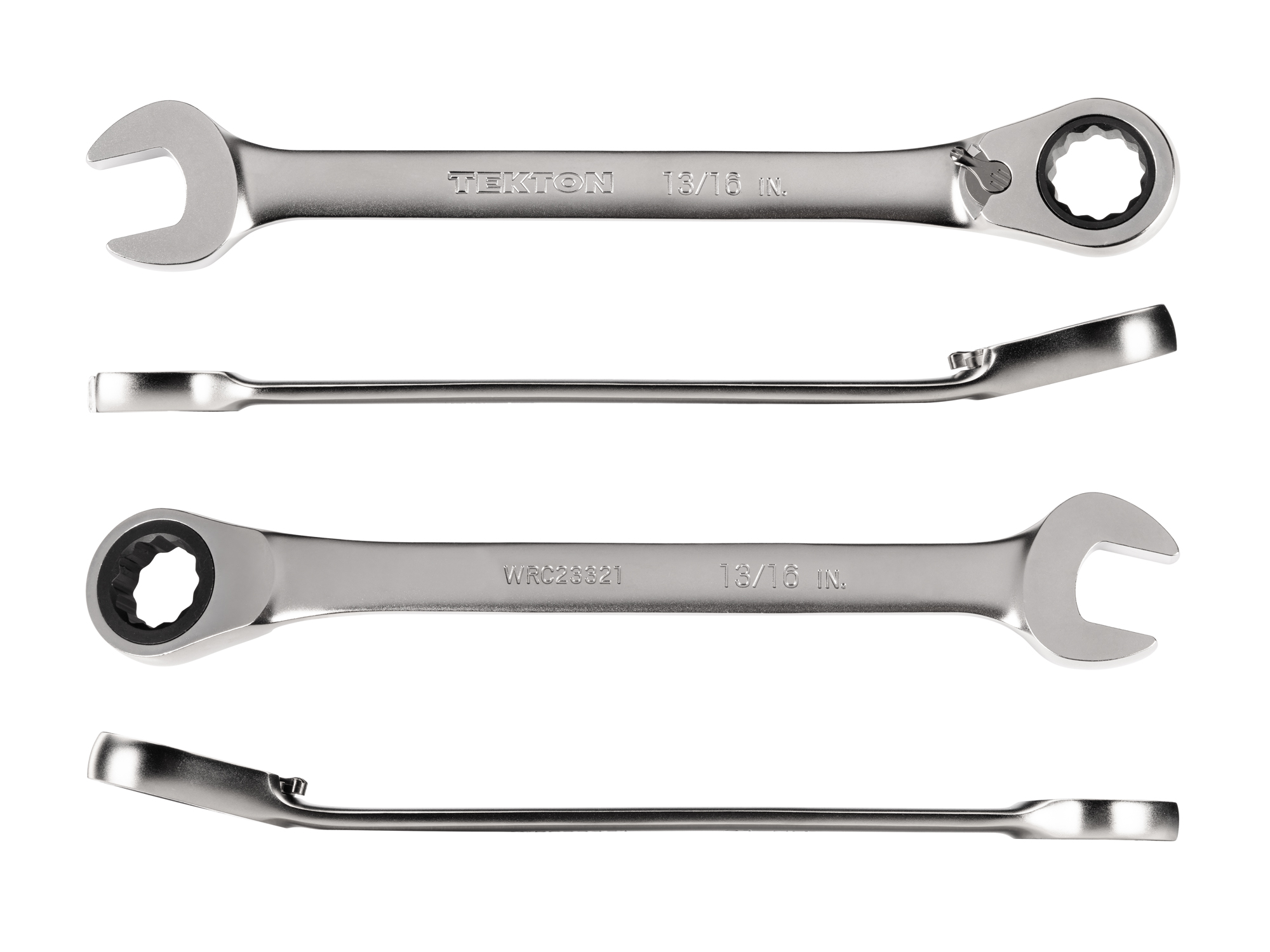 13/16 inch (sae) reversible 12-point ratcheting combination wrench includes 72-tooth gear and 15-degree angled open end to reduce swing in tight spaces. WRC23321.