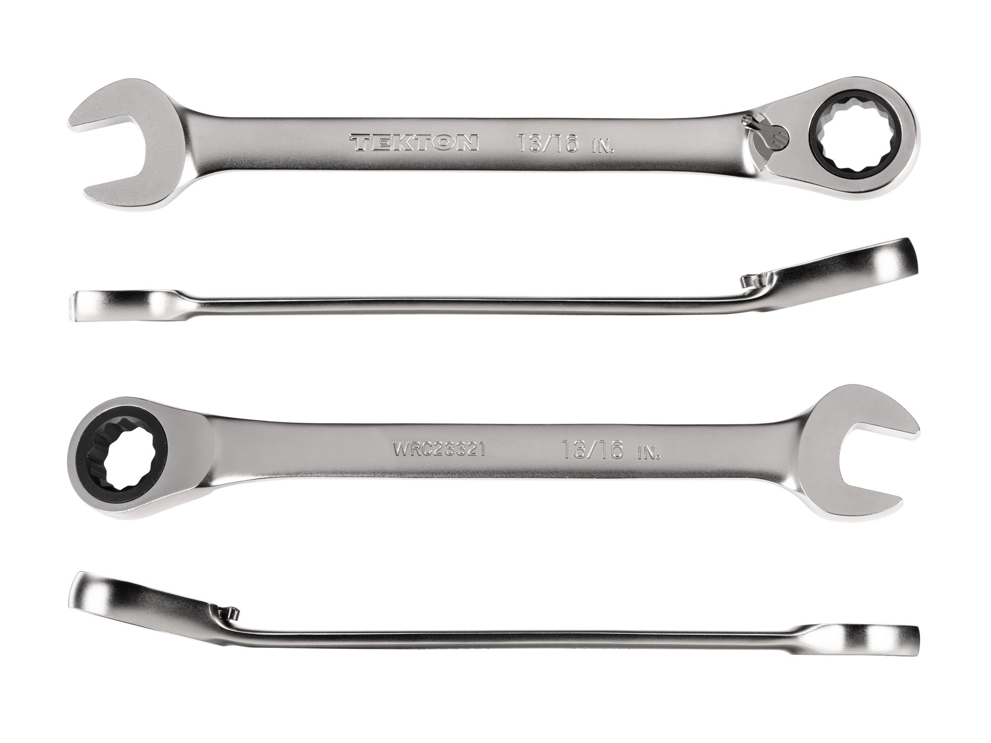 Side view of Tekton ratcheting combination wrench. Item #WRC23321